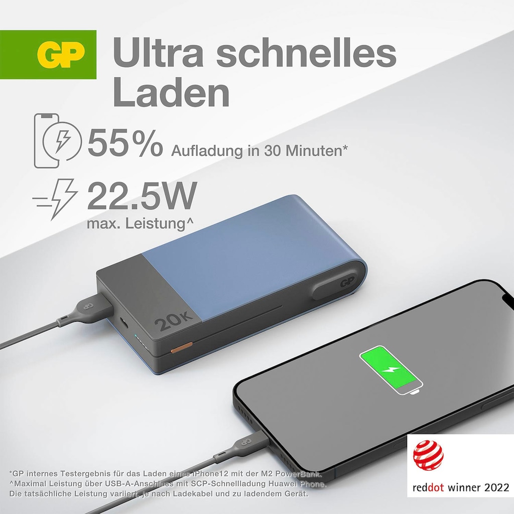 GP Batteries Powerbank »M20B«, 20000 mAh, 3,7 V