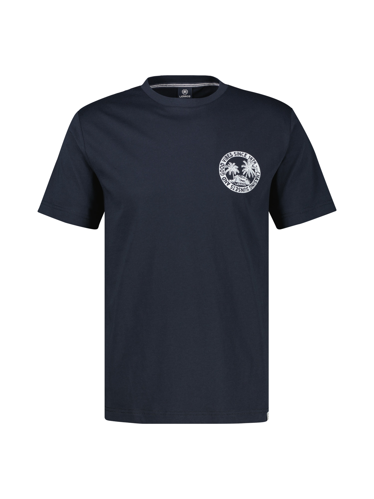LERROS T-Shirt »Lässiges, unifarbenes T-Shirt aus reiner Baumwolle mit Print«