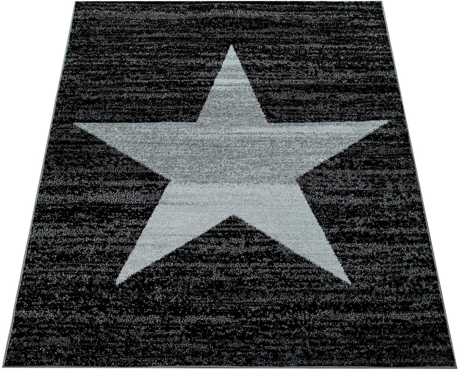 Paco Home Teppich »Fiesta 116«, rechteckig, 12 mm Höhe, Kurzflor, Motiv Stern, ideal im Wohnzimmer & Schlafzimmer