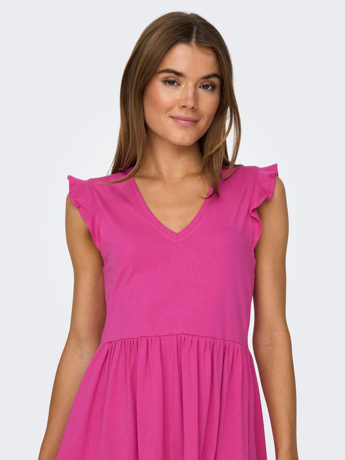 ONLY Jerseykleid »ONLMAY CAP SLEEVES FRILL DRESS«, Sommerkleid
