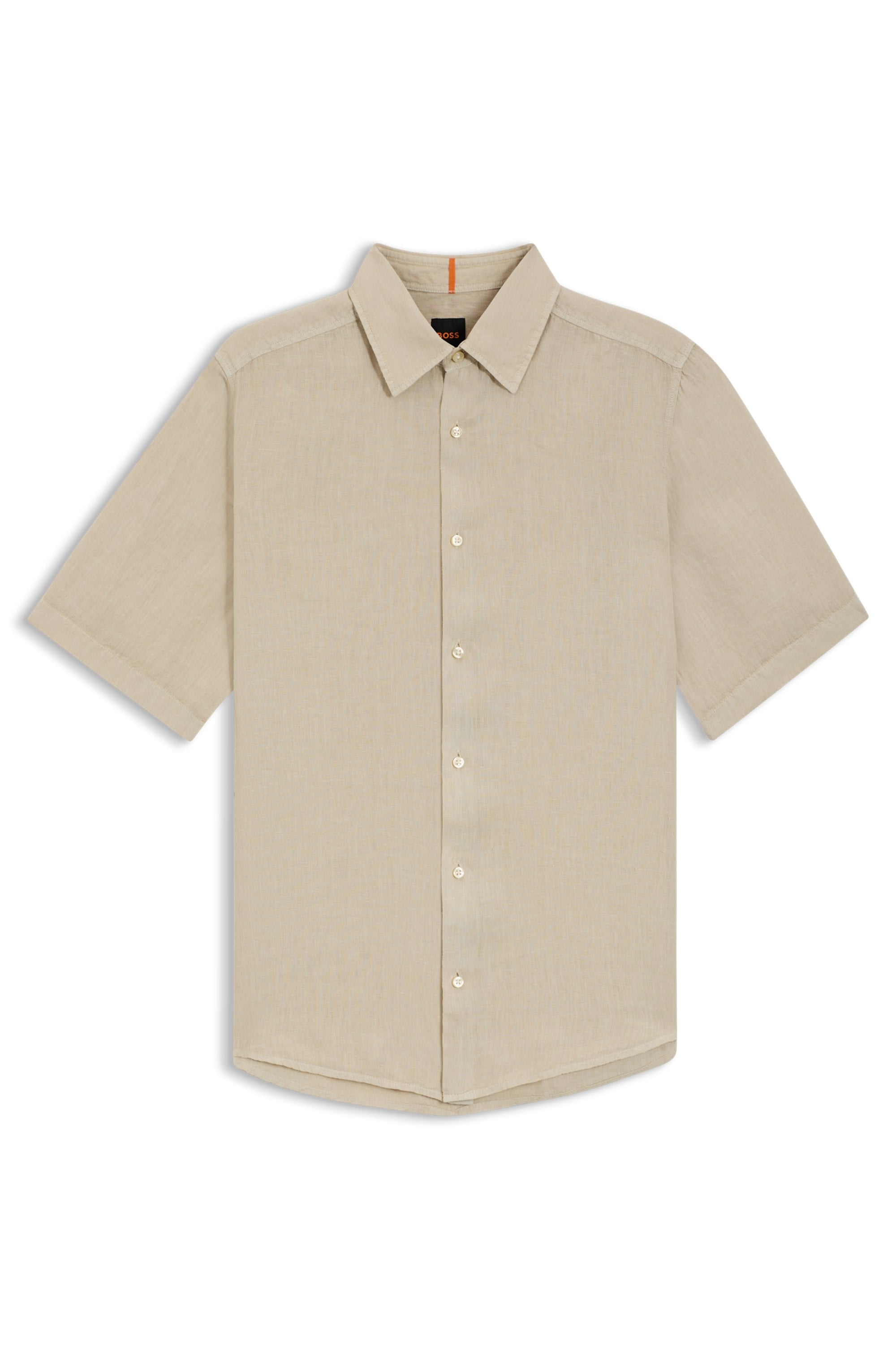 BOSS ORANGE Kurzarmhemd »Rash Premium Herrenmode« aus reinem Leinen, regular fit