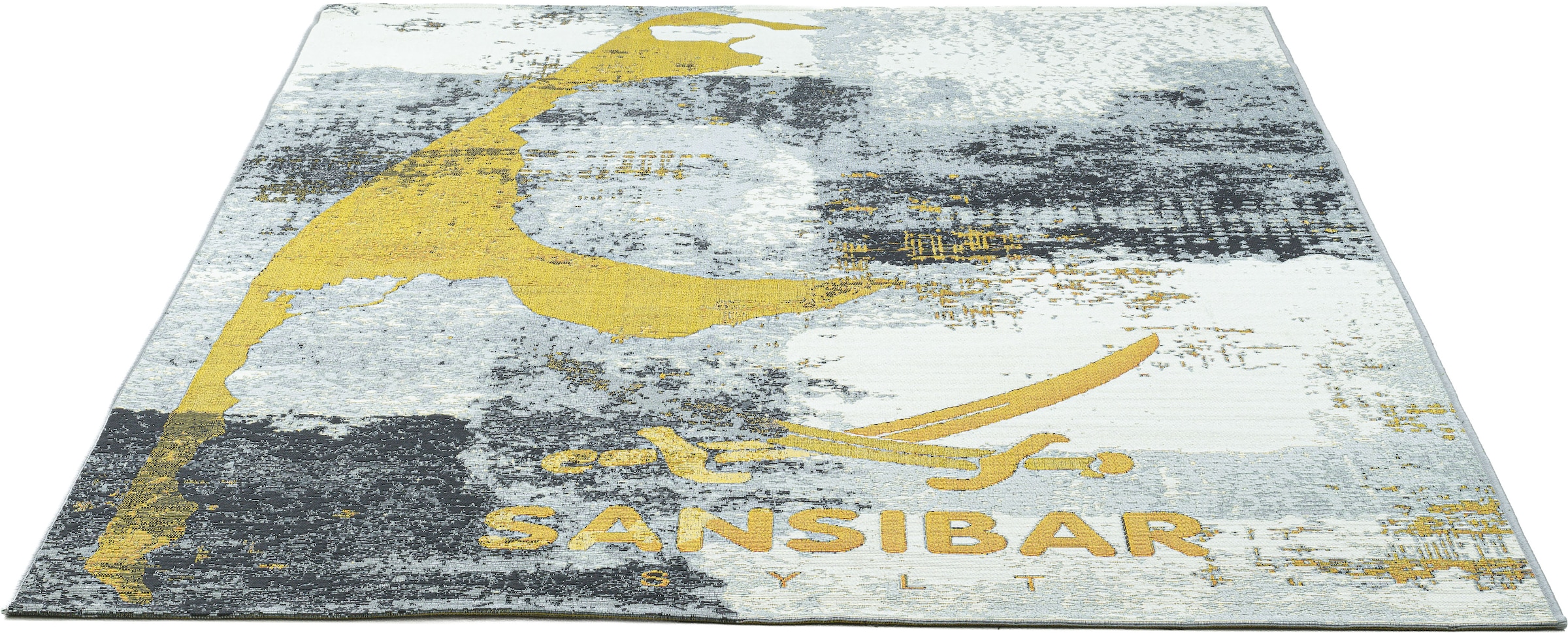 Sansibar Teppich »Rantum Beach SA-028« rechteckig 3 mm Höhe Flachgewebe, modernes Design, Motiv Sylt, In- und Outdoor geeignet