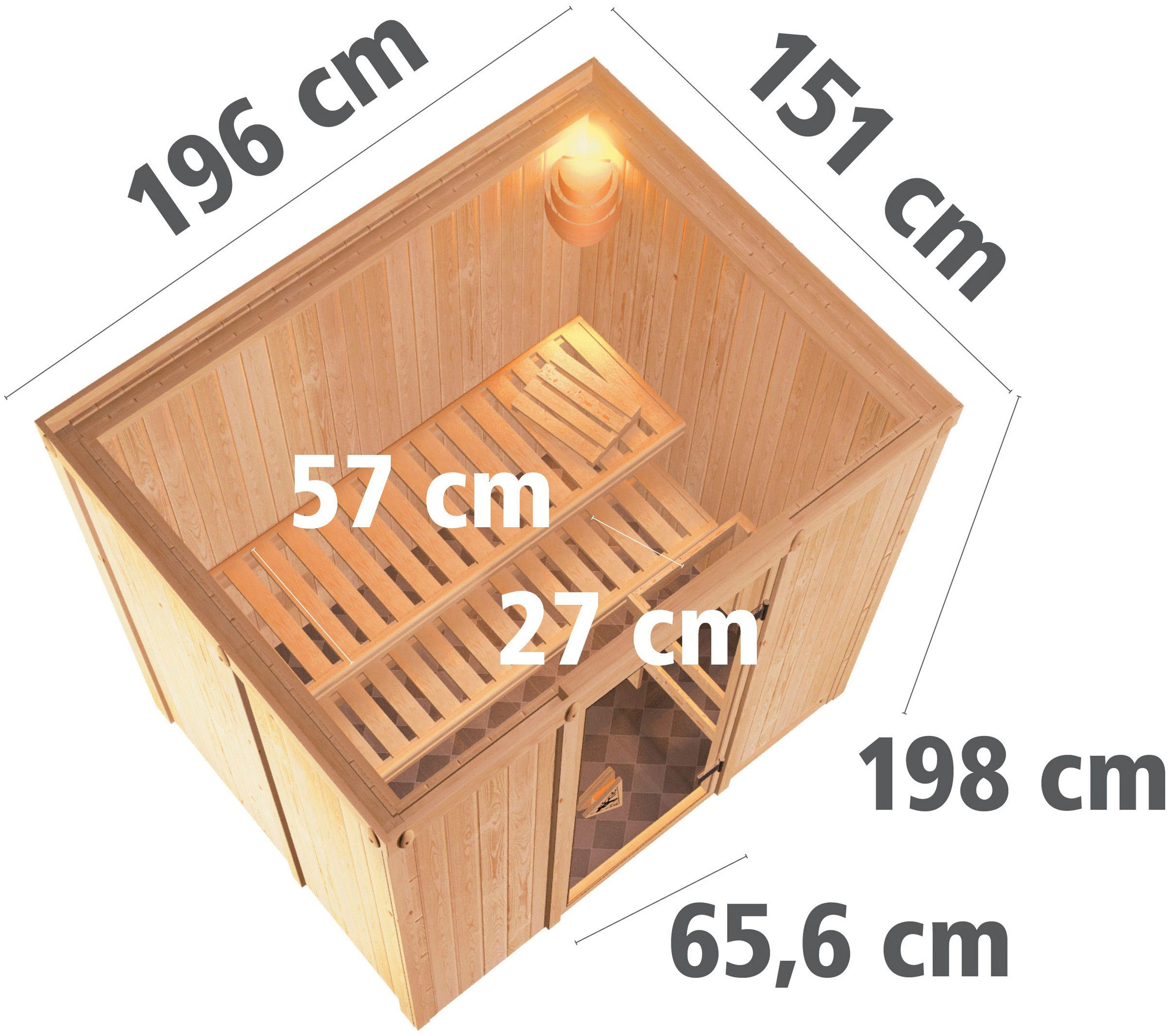 Karibu Sauna »Bedine« Set,  9 KW-Ofen mit externer Steuerung