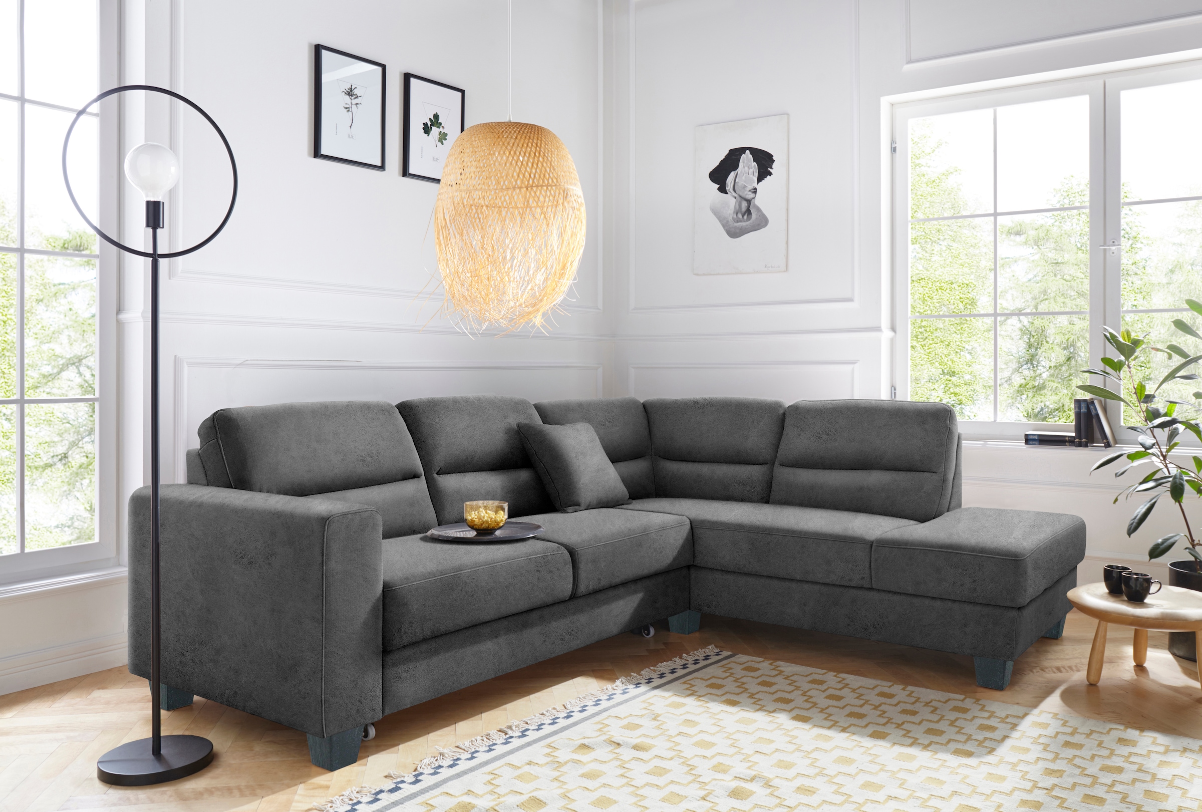 TRENDMANUFAKTUR Ecksofa »Chamber, zeitlos & elegant, bequem, L-Form«, inklusive einer Kopfstütze, wahlweise mit Schlaffunktion
