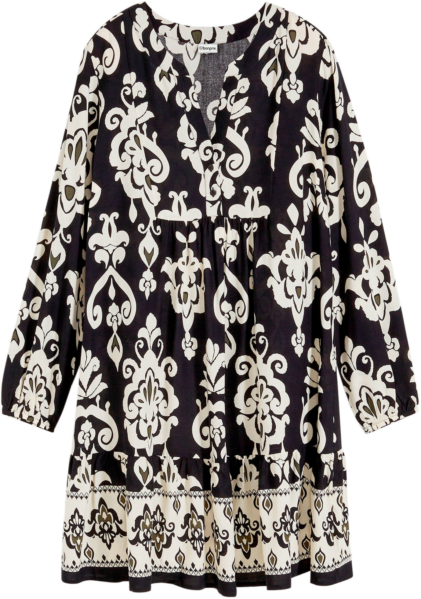 bonprix Tunikakleid für besondere Anlässe, aus Viskose, in A-Linie, mit Muster