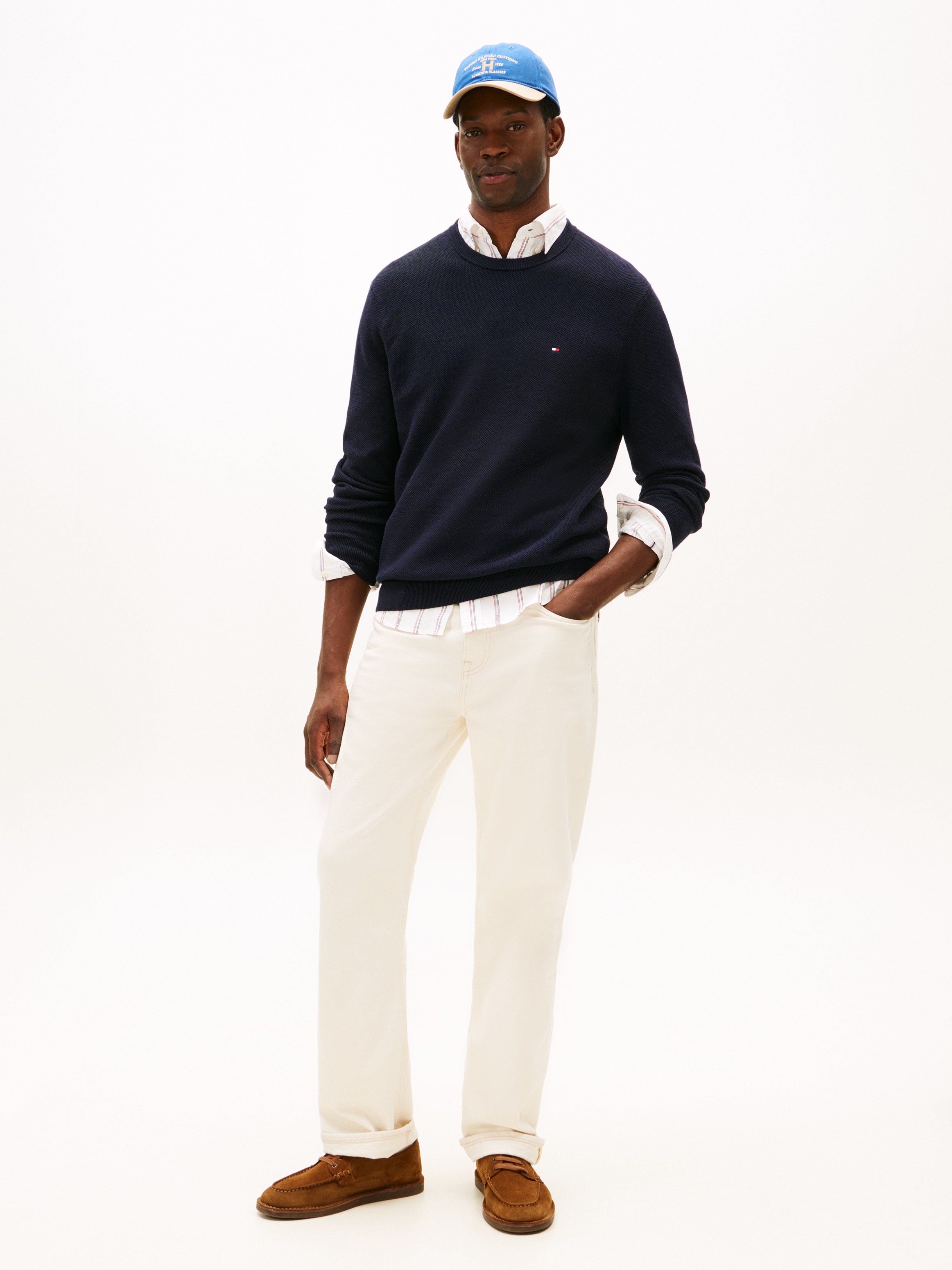 Tommy Hilfiger Rundhalspullover »ESSENTIAL STRUCTURE CREW NECK mit Struktur und Label« unifarben, casual, regular fit, Baumwolle, Rundhals