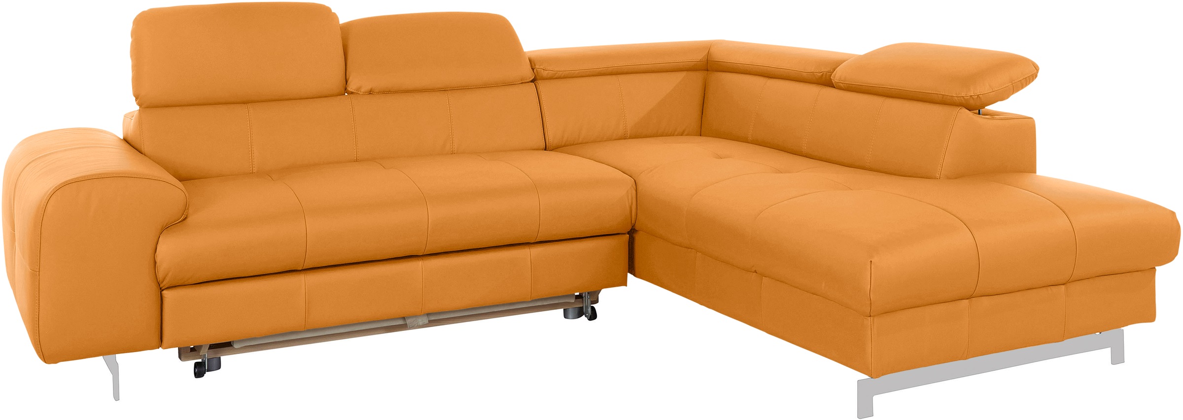 COTTA Ecksofa »Chef L-Form«, mit Kopfteilverstellung, edle Metallkufen, wahlweise mit Bettfunktion