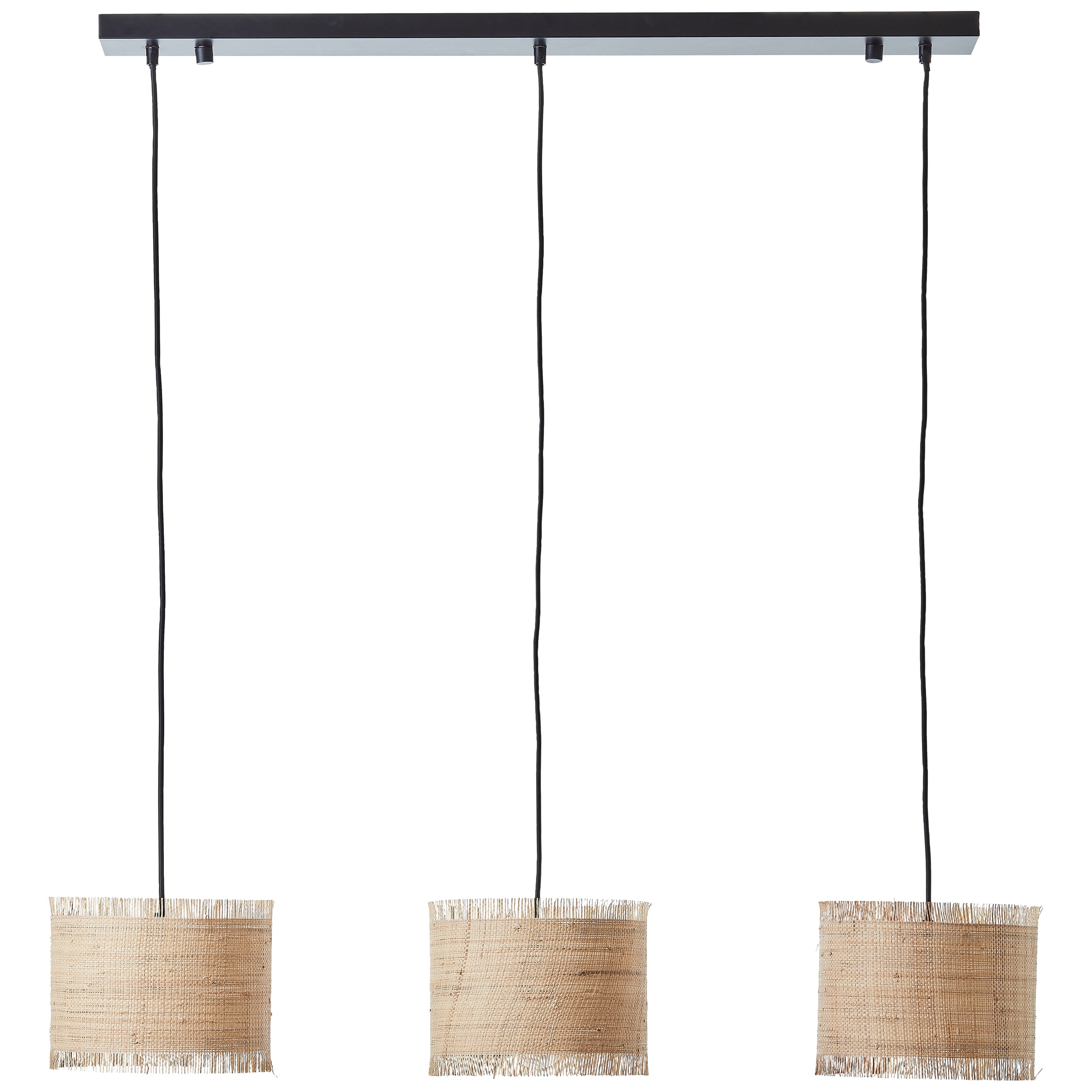 Brilliant Pendelleuchte »Raffy«, 3 flammig, Leuchtmittel E27 | ohne Leuchtmittel, 168 x 102 x 22 cm, 3 x E27, kürzbar, Metall/Seegras, natur/schwarz