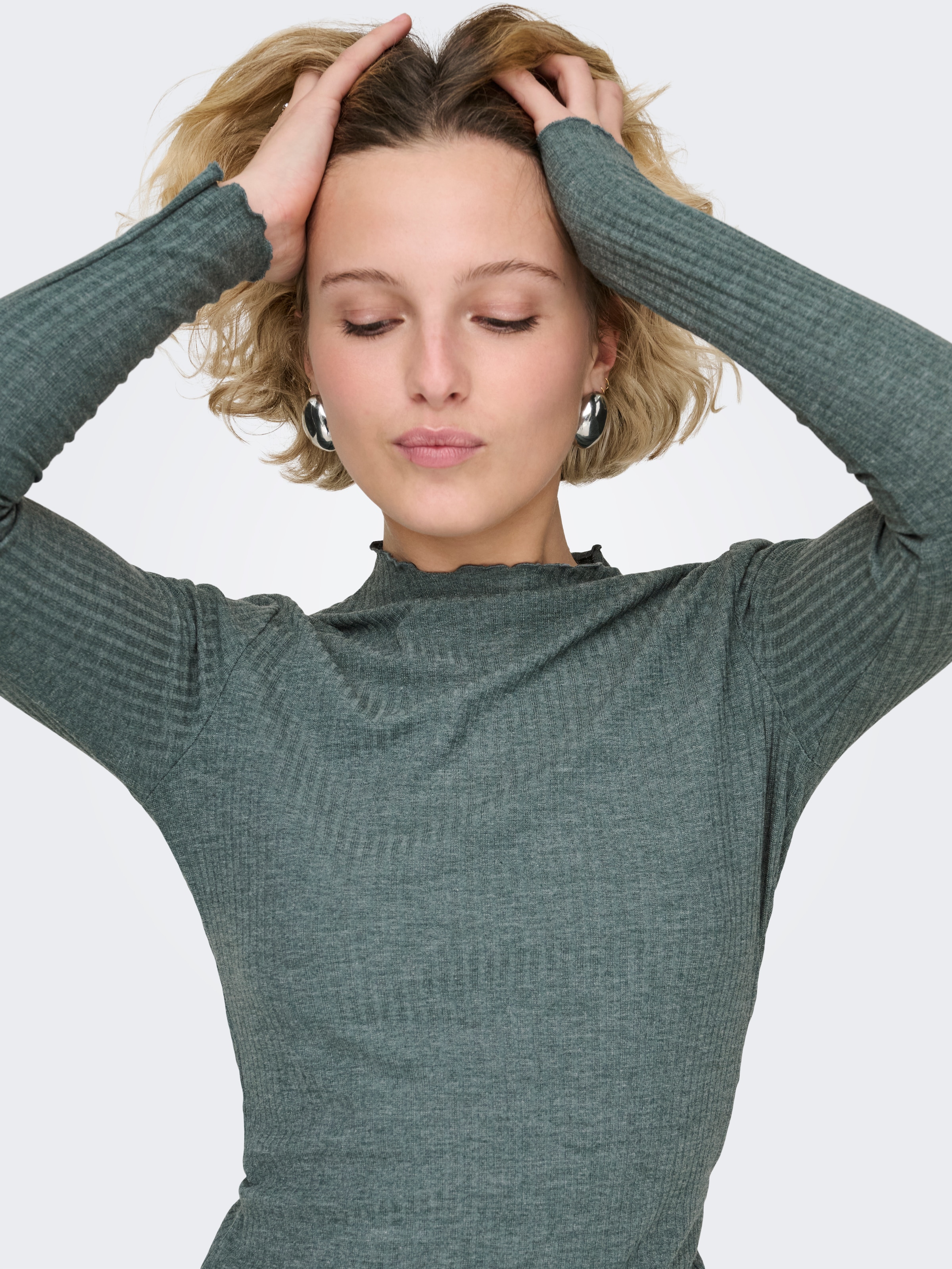 ONLY Langarmshirt »ONLEMMA L/S HIGH NECK TOP« Materialmix