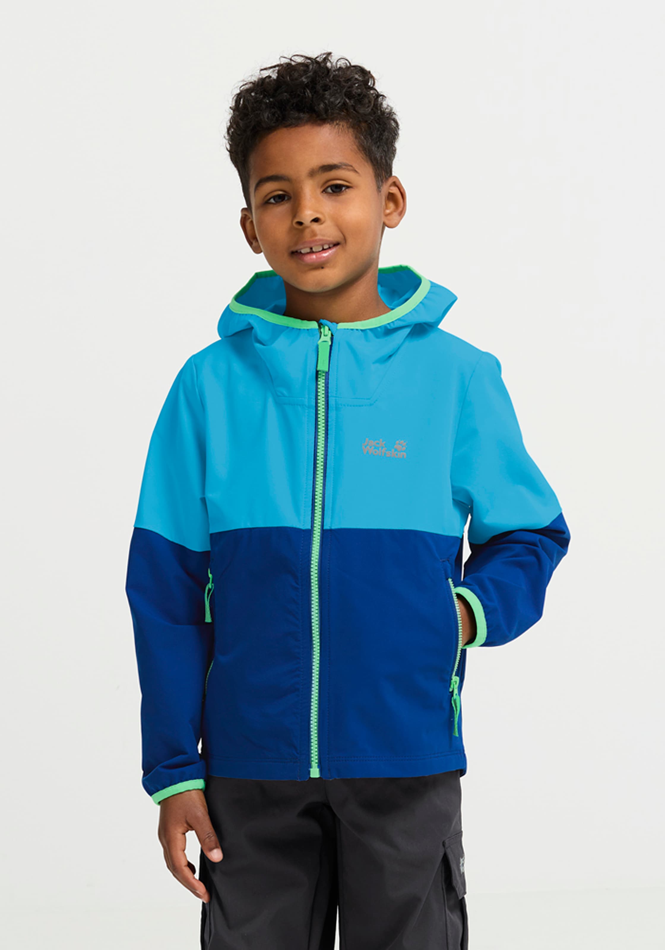 Jack Wolfskin Softshelljacke »SANDBIRD HOODED JKT K« mit Kapuze Winddicht, atmungsaktiv, Übergangsjacke