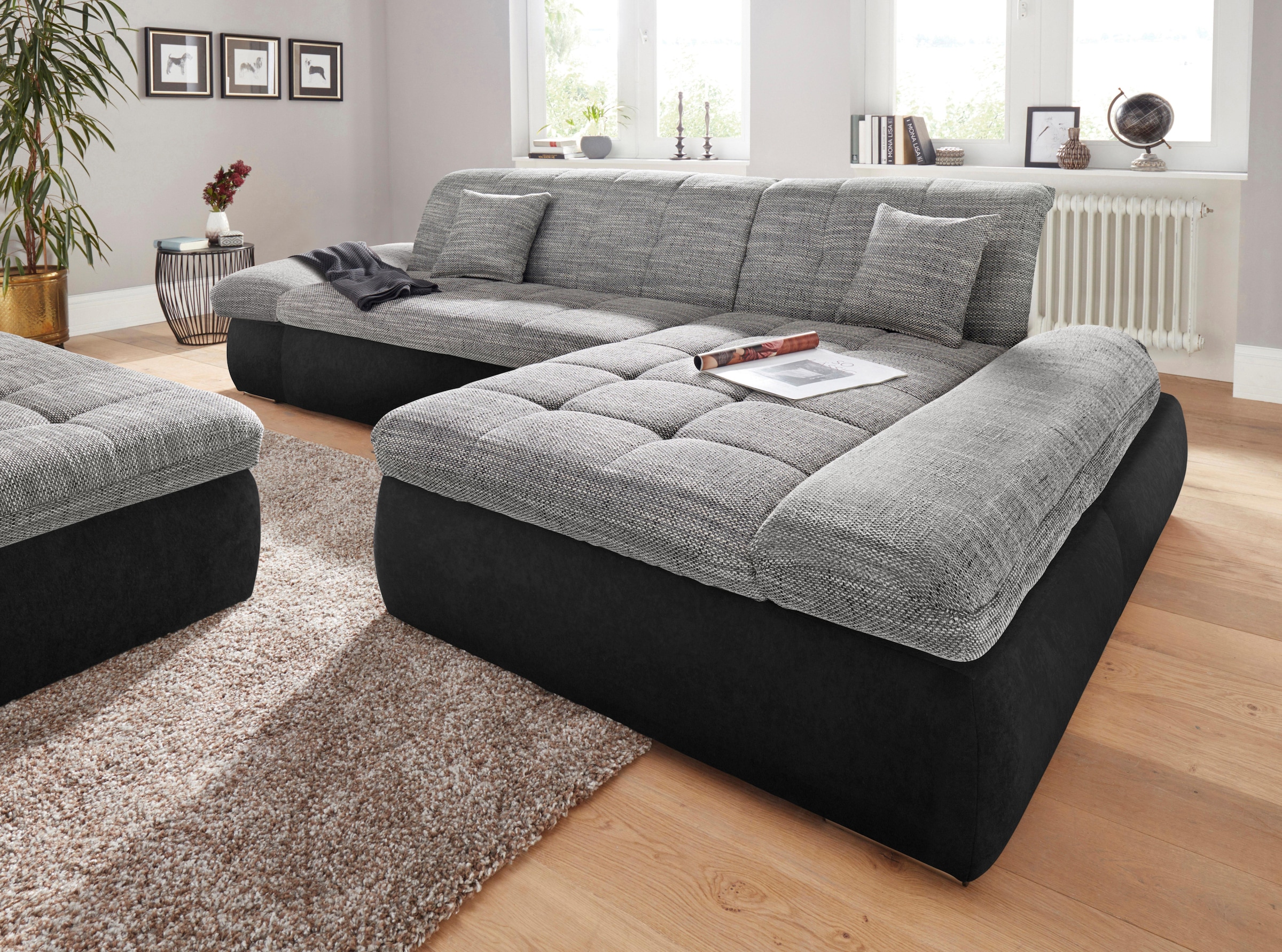 DOMO collection Ecksofa »PB Moric  wahlweise mit Bettfunktion + Armteilverstellung, L-Form« im XXL-Format, B/T/H:300/172/80 cm, feine Steppung