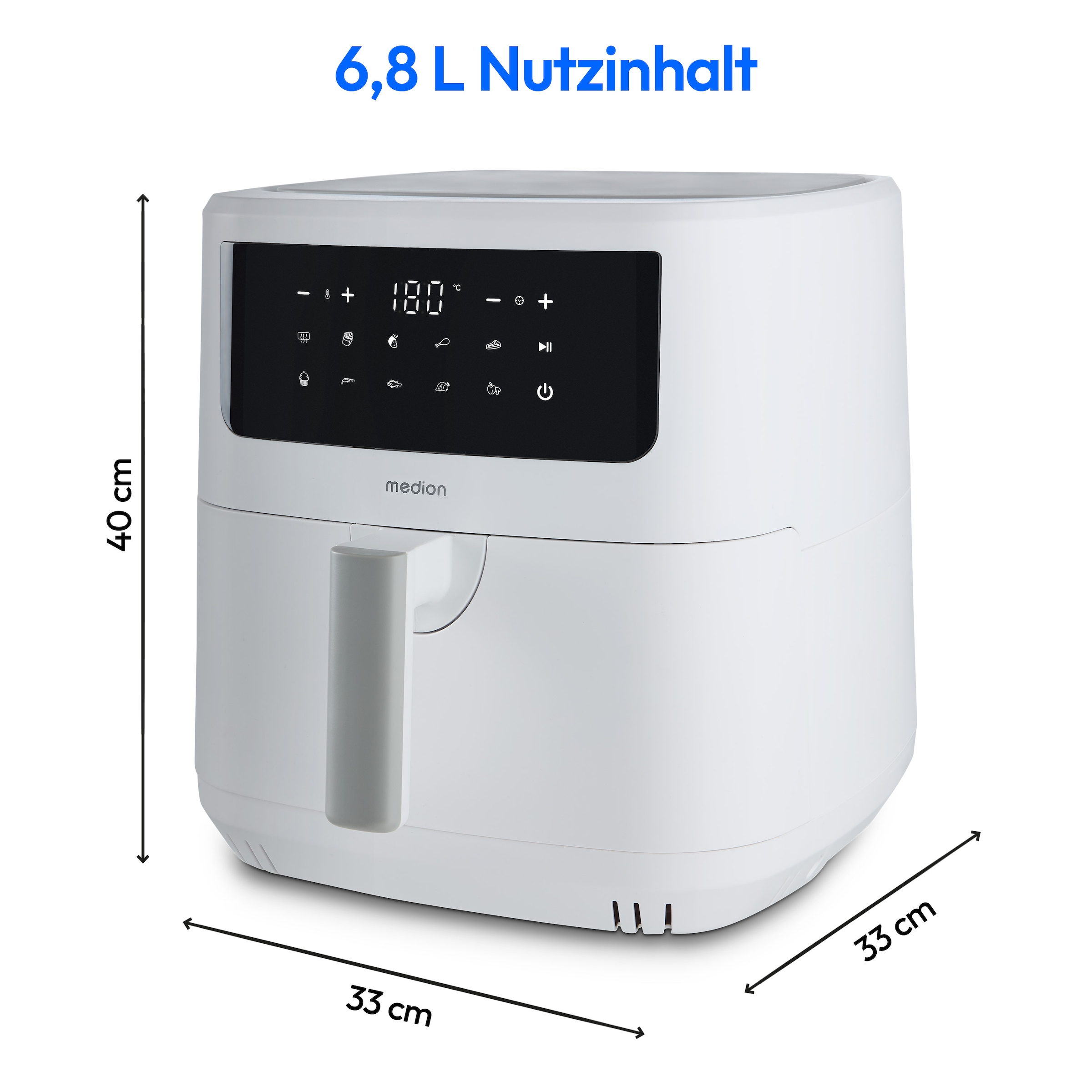 Medion® Heißluftfritteuse »MD 11760 P20XXL Twin«, 2400 W, Temperatur 50 - 200 °C, ILAG Beschichtung, Sync-Finish