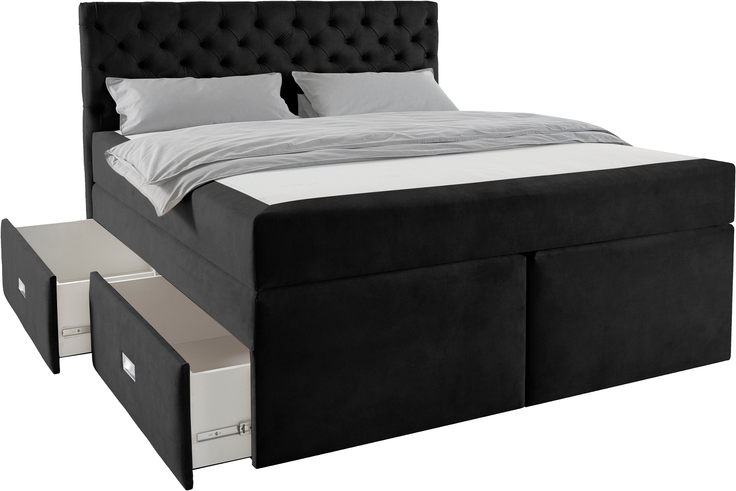 Home affaire Polsterbett »Boxbett Alvi mit Schubladen, Taschen-Federkernmatratze«, wahlweise Härtegrad der Matratze H2/H3/H4