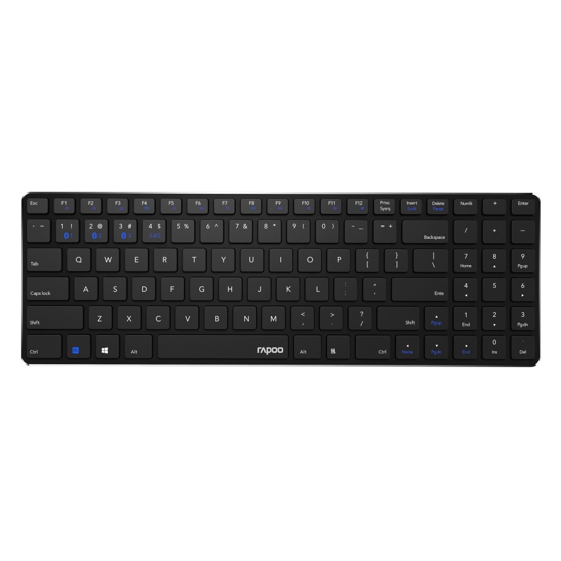Rapoo Wireless-Tastatur »Tastatur, kabellos Schwarz«, (Funktionstasten-Ziffernblock), E9100M Multi-mode Ultra-Slim