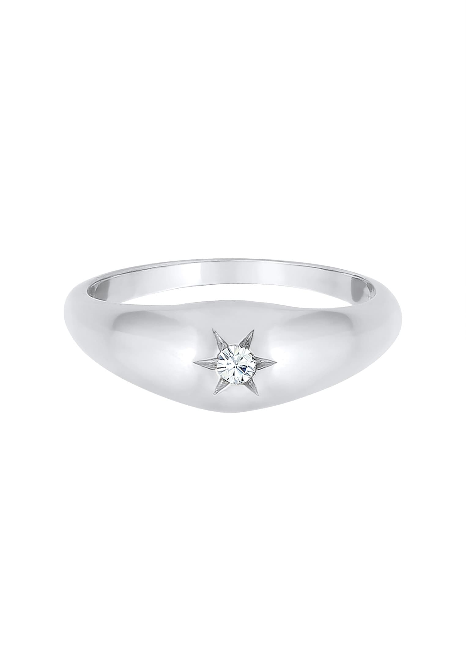 Elli Siegelring »Ring Stern Siegelring Kristalle 925 Silber«