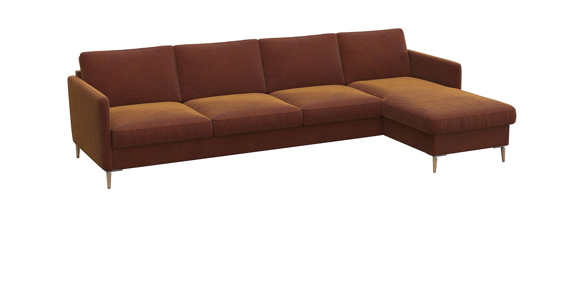 FLEXLUX Ecksofa »Fiore, L-Form, bequem und komfortabel durch hochwertigem Sitzaufbau« schmale Armlehnen, Kaltschaum, Füße Alu+ Eiche