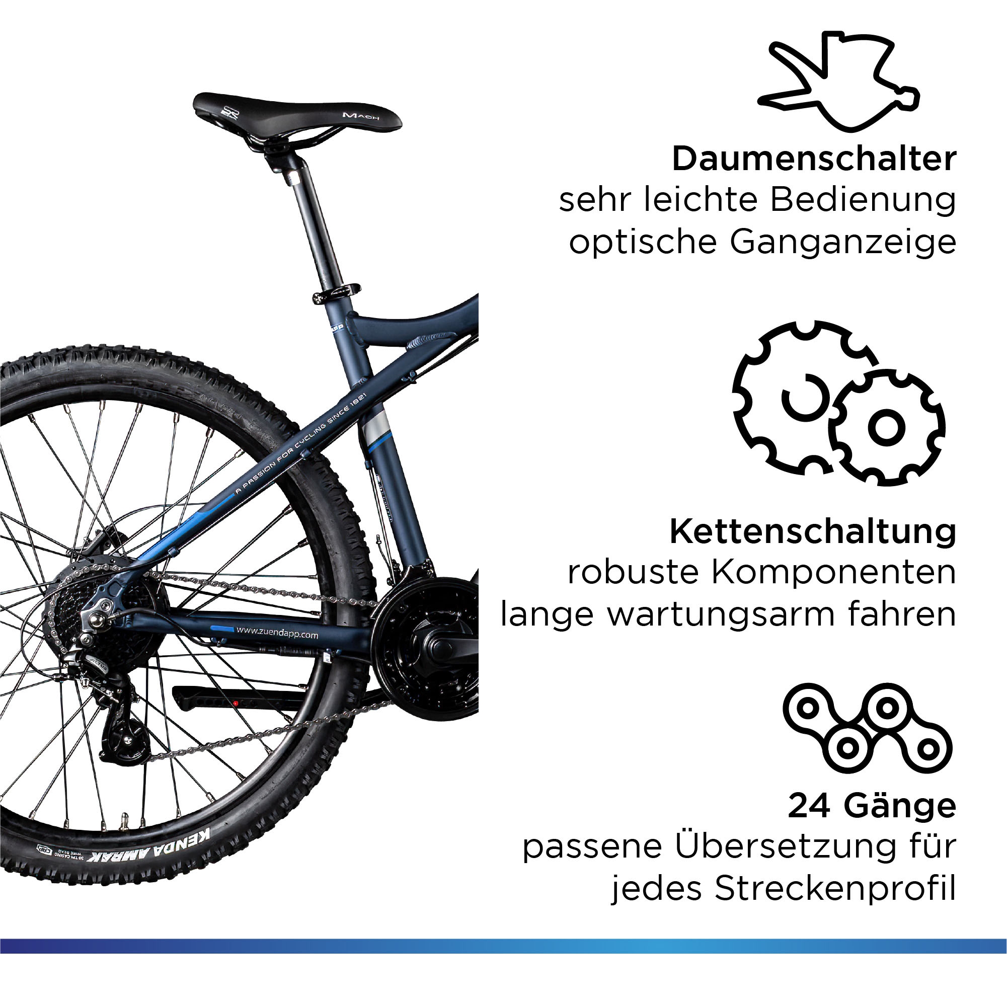 Zündapp E-Bike »Z898«, 24 Gang, Heckmotor 250 W, E-Bike E Mountainbike 27,5 Zoll Pedelec 170 - 190 cm Hardtail MTB