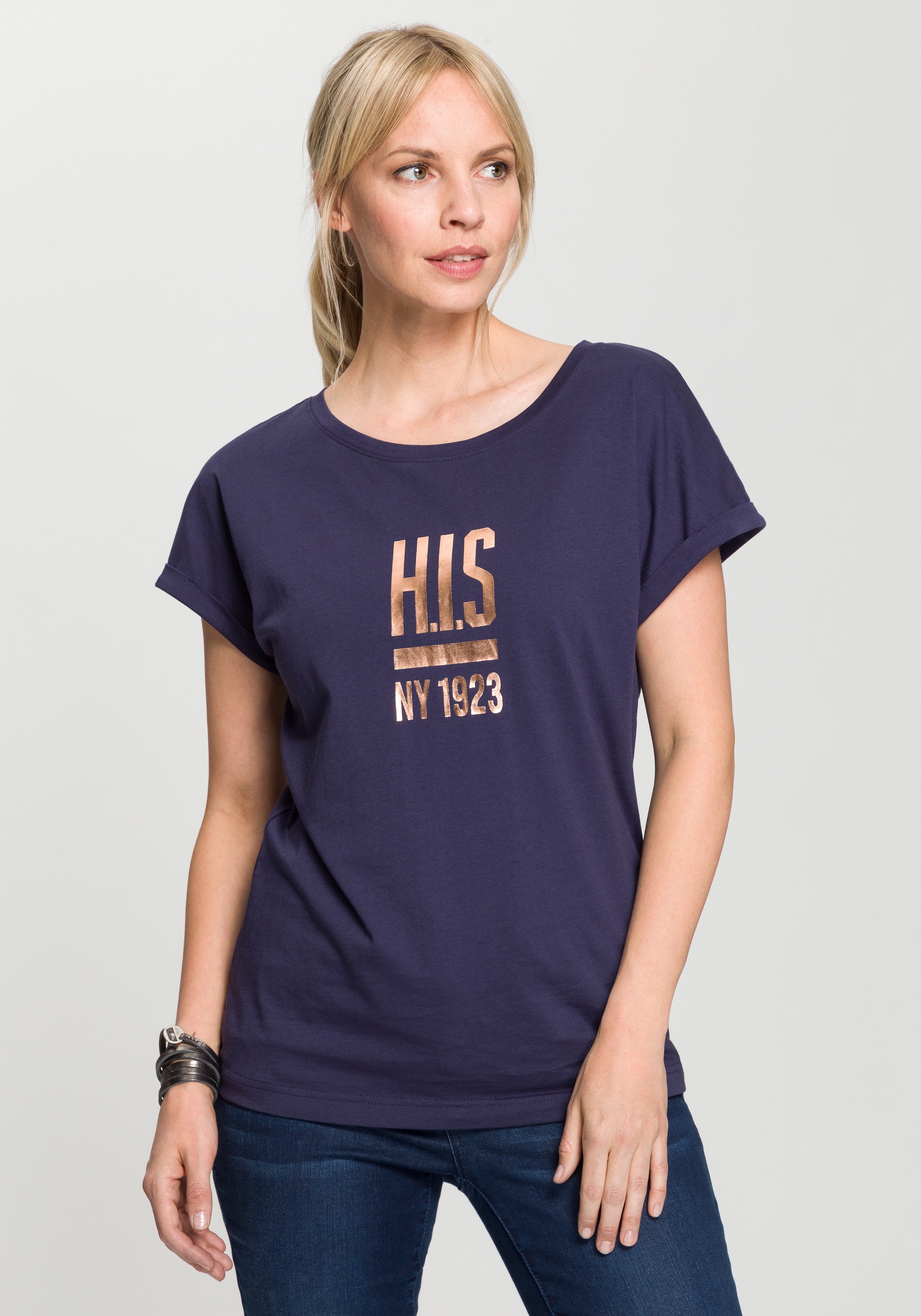 H.I.S T-Shirt, mit Foil-LOGO-Print