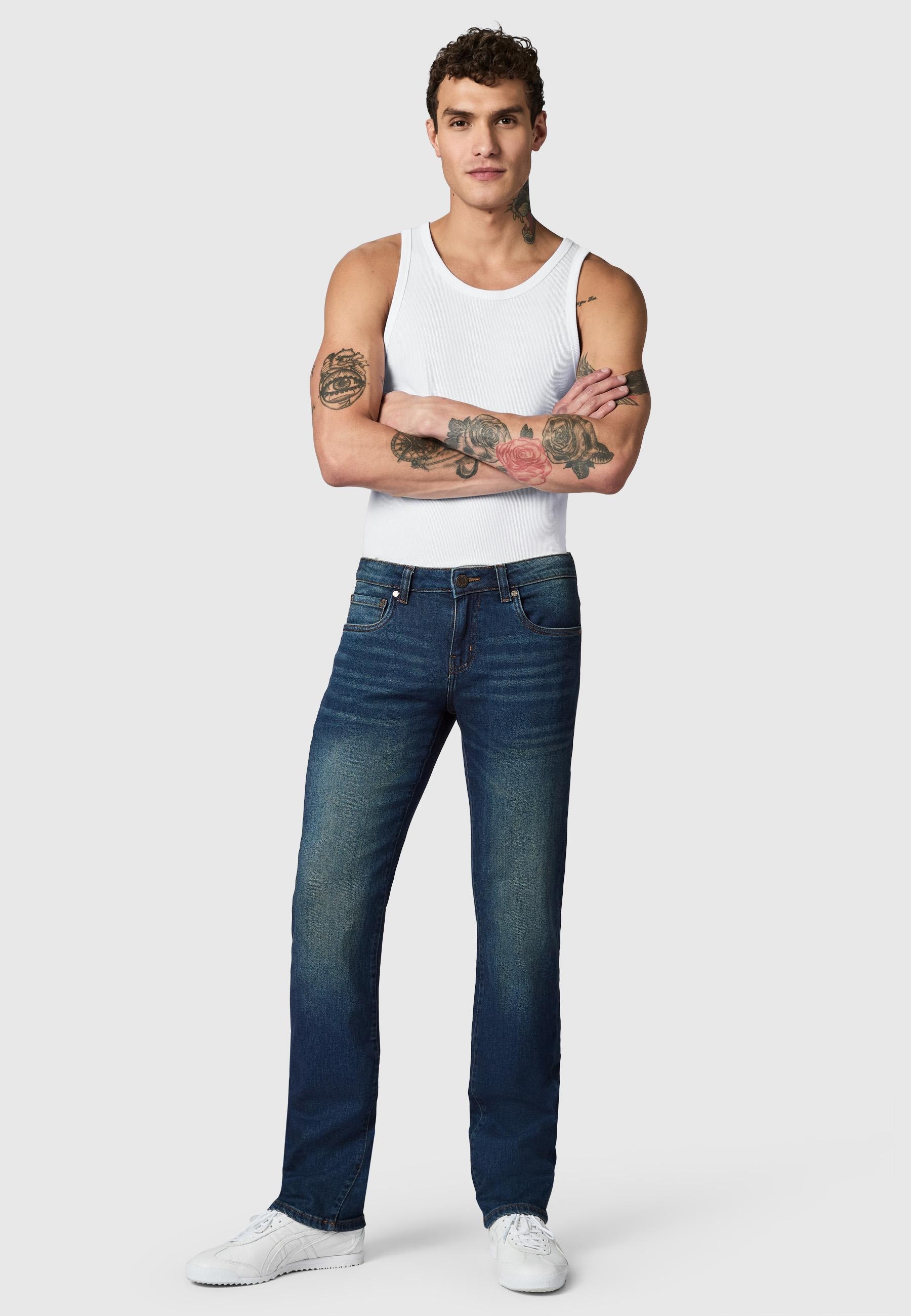 PEAK TIME Straight-Jeans »Straight-Jeans Orbis« Herren Jeans mit Logoprägung