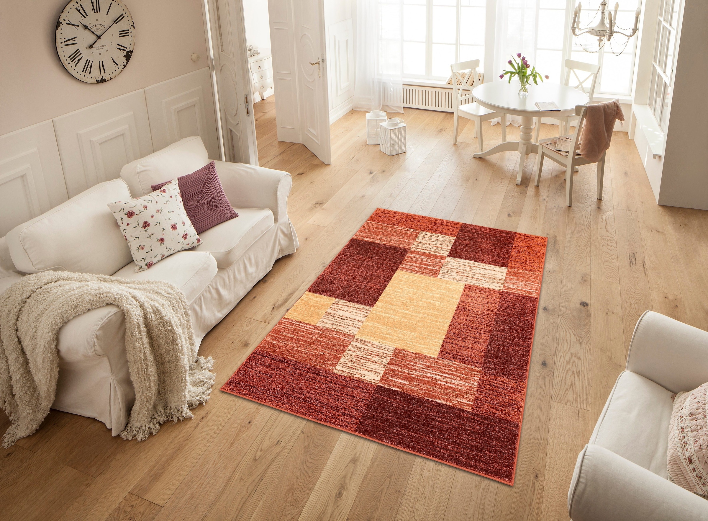 my home Teppich »Melvin« rechteckig 8 mm Höhe schön weich, Kurzflor Teppich Karo-Muster