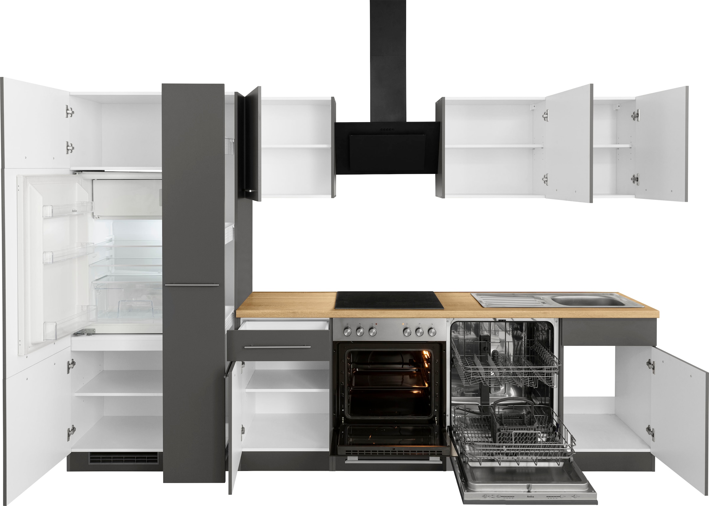 wiho Küchen Küchenzeile »Unna« mit E-Geräten, Breite 310 cm