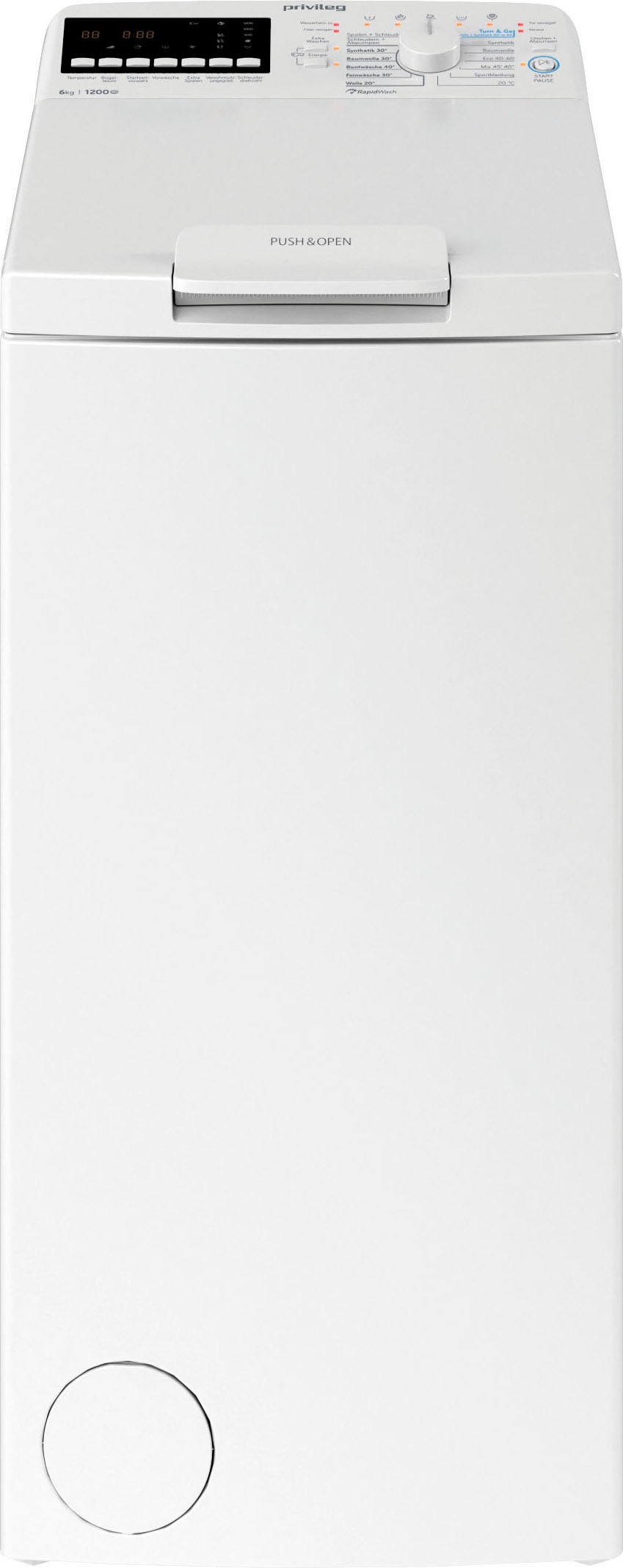 Privileg Waschmaschine Toplader »PWT Class B6 S5 N«, 6 kg, 1200 U/min, Turn&Go, Rapid Wash, Mix 45 min. bei voller Beladung, SoftOpening