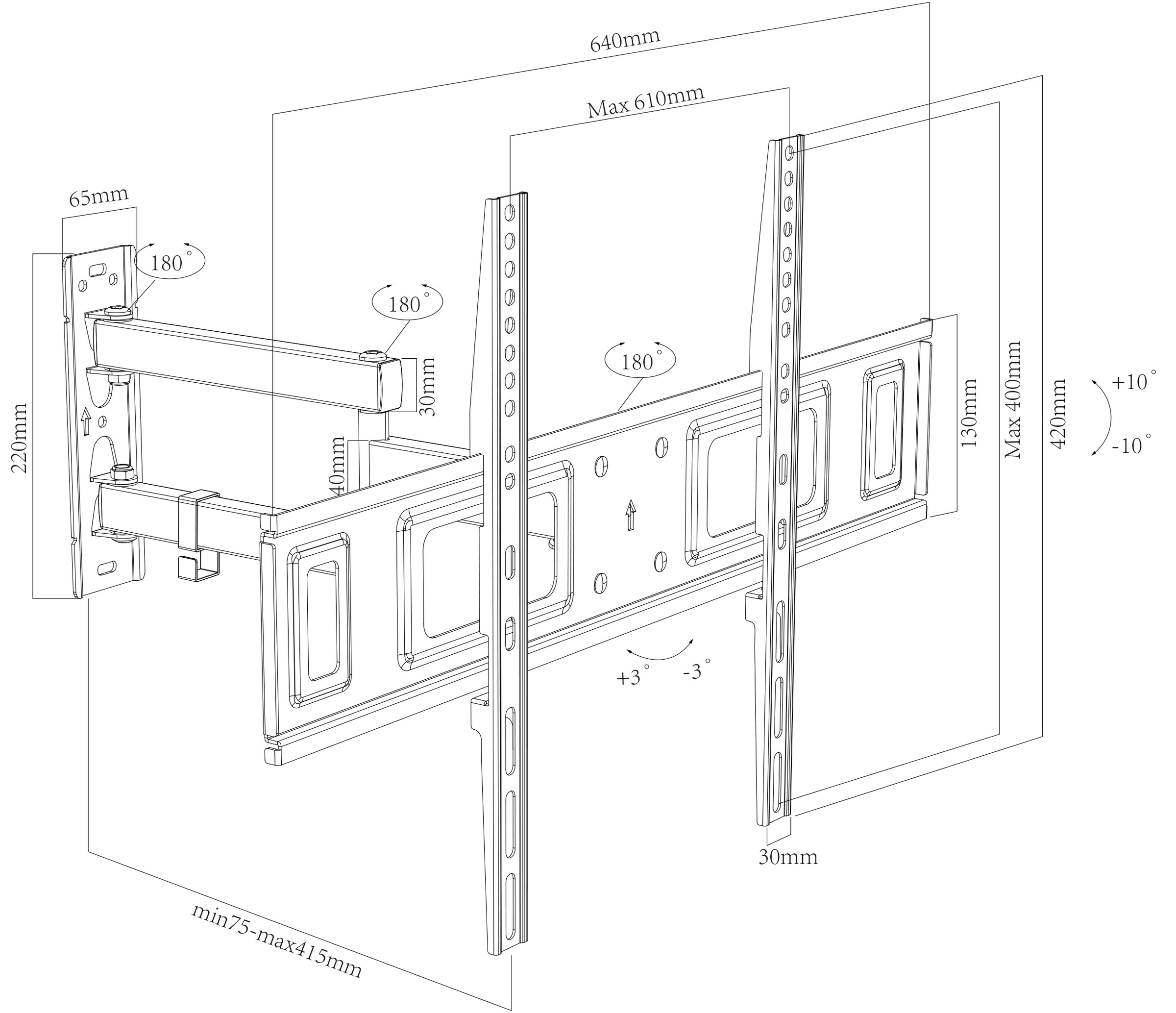 VCM TV-Wandhalterung »TV Wandhalterung Halter ausziehbar neigbar B-SN600«
