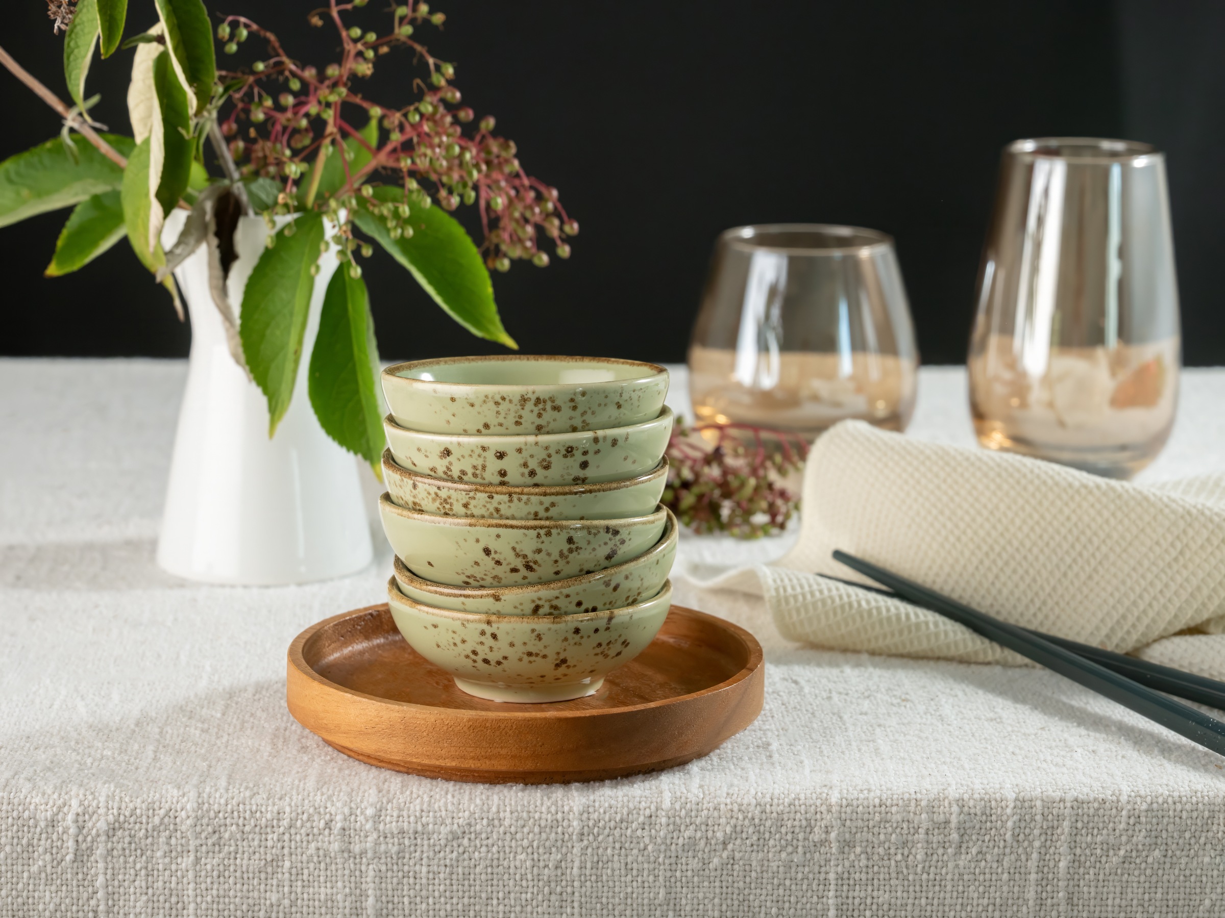 CreaTable Tapas-Schale »NATURE COLLECTION« 6 Stk. aus Steinzeug Snackschale, Dipschale, Servierschale, Ø 8 cm