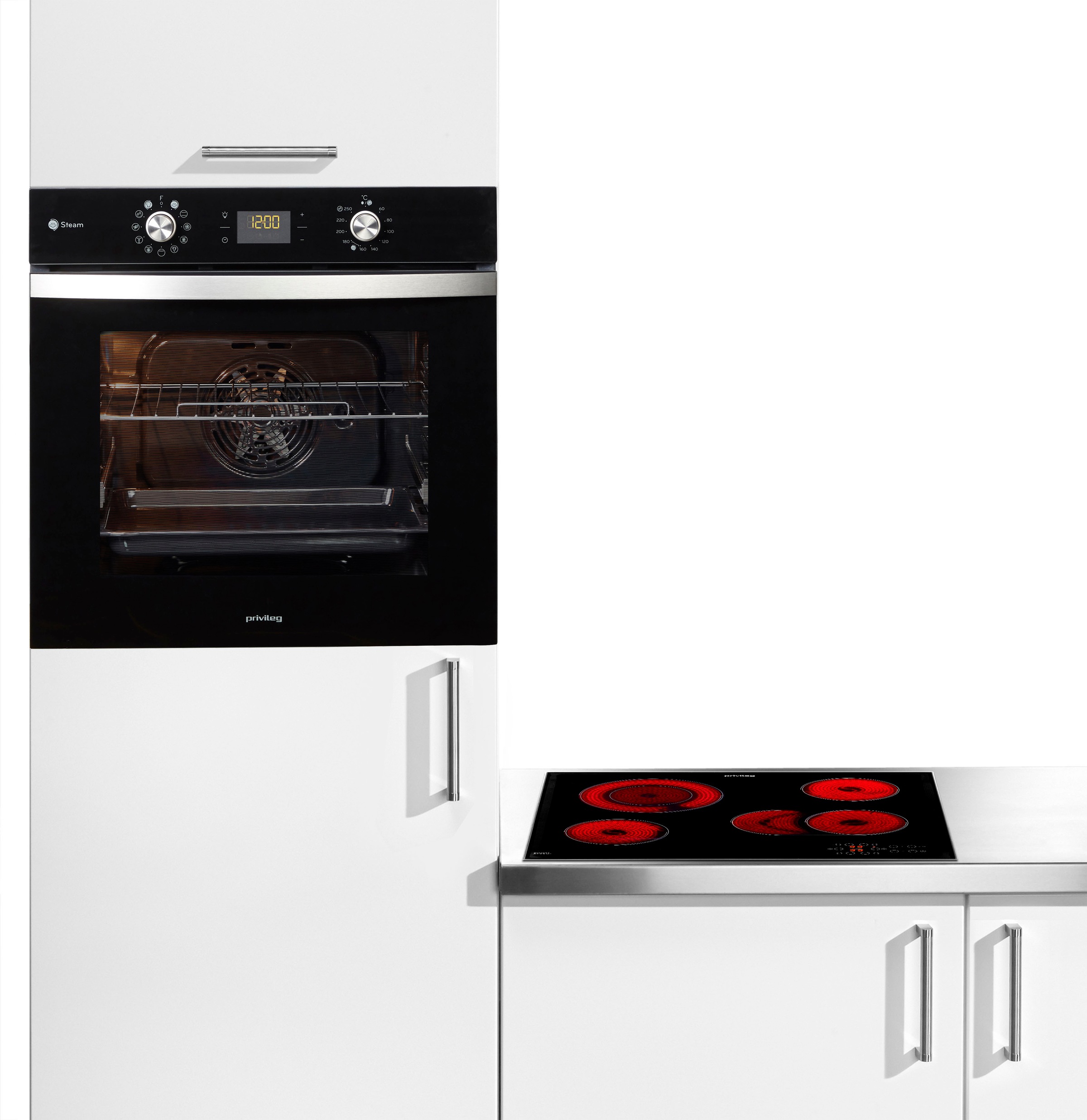 Privileg Backofen-Set »PBWK3 JH8S BLG«, mit 1-fach-Teleskopauszug, Hydrolyse, Dampffunktion