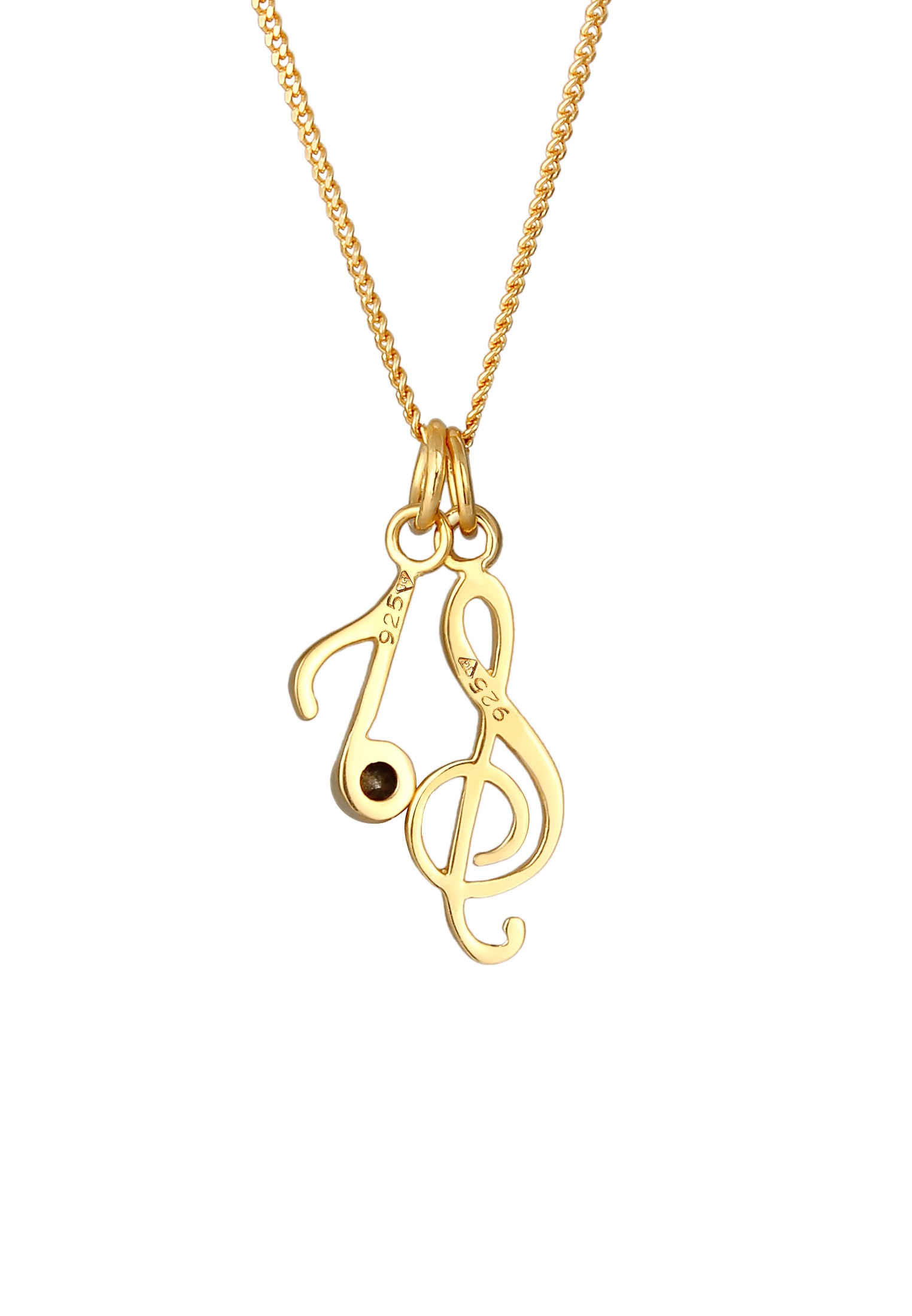 Elli Silberkette »Halskette Notenschlüssel Note Weiß 925 Sterling Silber, mit Kristallen von Swarovski®«