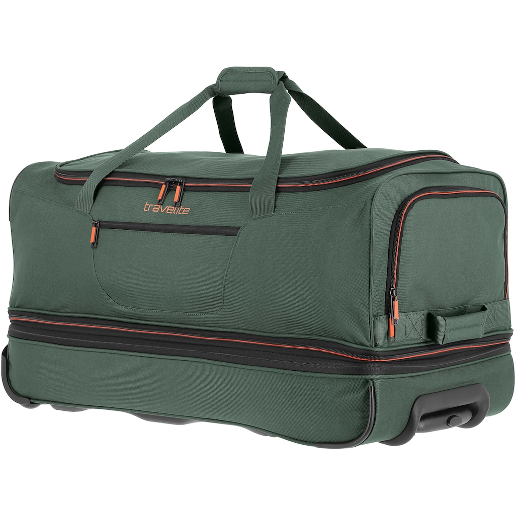 travelite Reisetasche »Basics, 70 cm, dunkelgrün«, Duffle Bag Sporttasche mit Trolleyfunktion und Volumenerweiterung