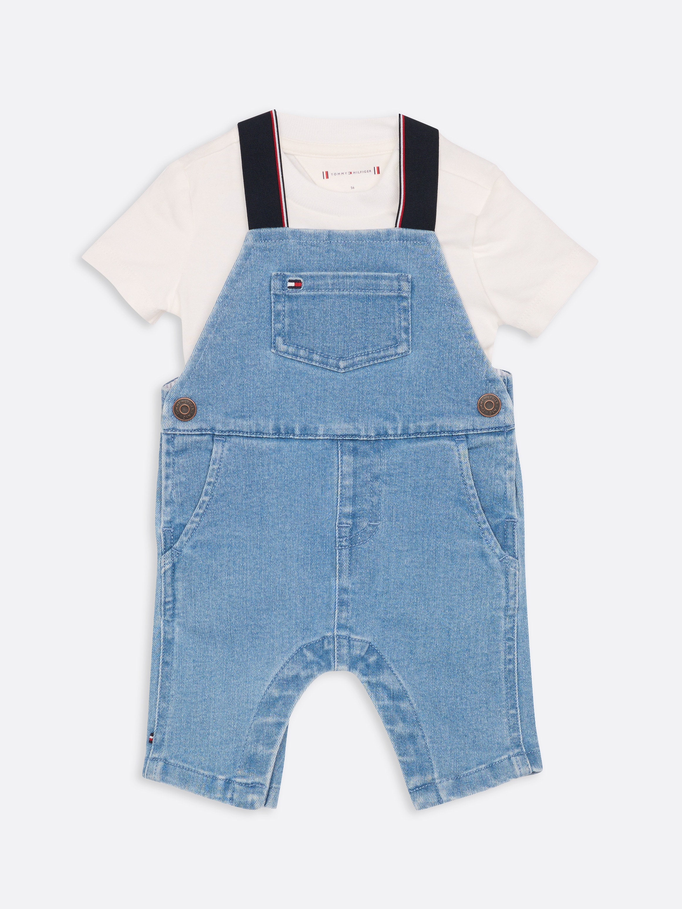 Tommy Hilfiger Shirt & Hose »DENIM DUNGAREE«, mit Logostickereien, mit Knopfverschluss