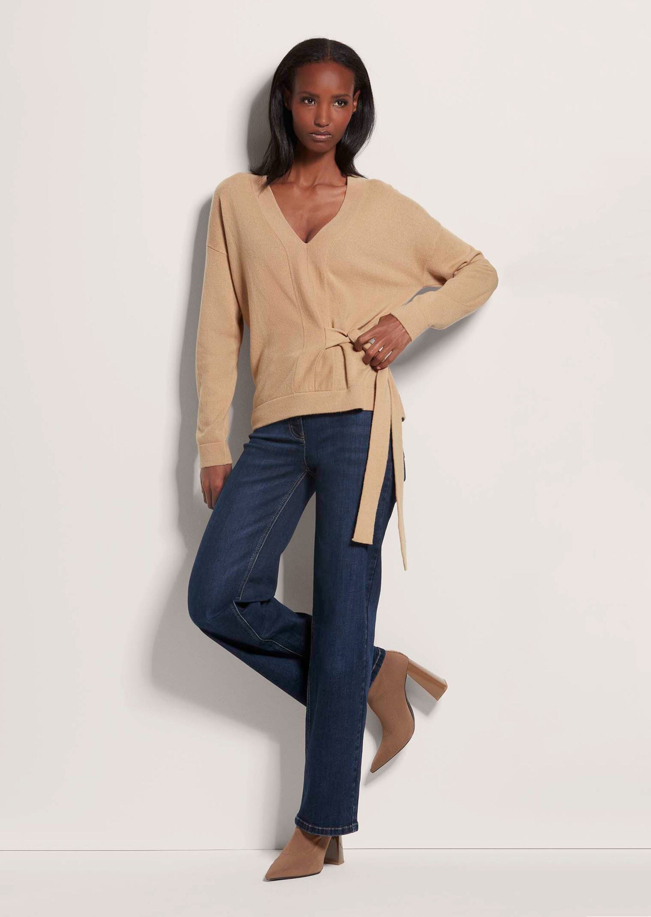 MADELEINE Longpullover »Pullover V-Pullover mit Bindeband«