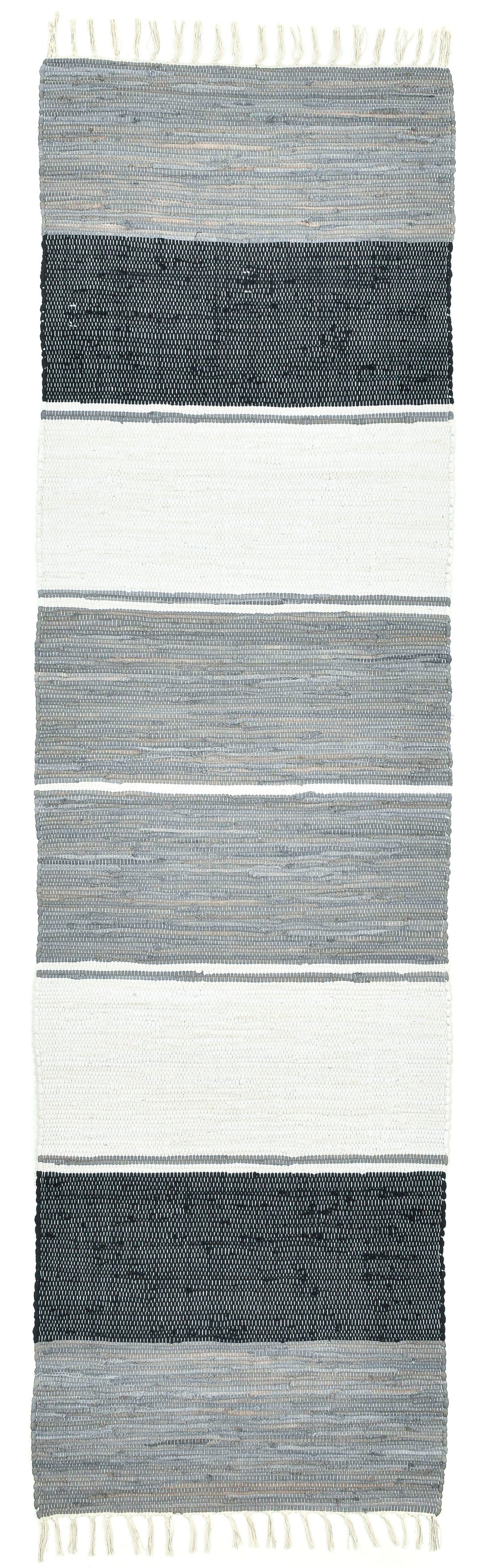 THEKO Teppich »Stripe Cotton, handgewebt«, rechteckig, 5 mm Höhe, Flachgewebe, gestreift, reine Baumwolle, mit Fransen, auch als Läufer