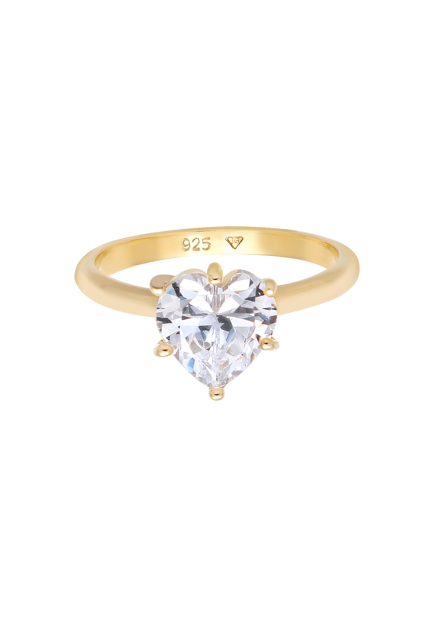Elli Silberring »Ring Herz Zirkonia Verlobungsring Solitär 925 Silber«