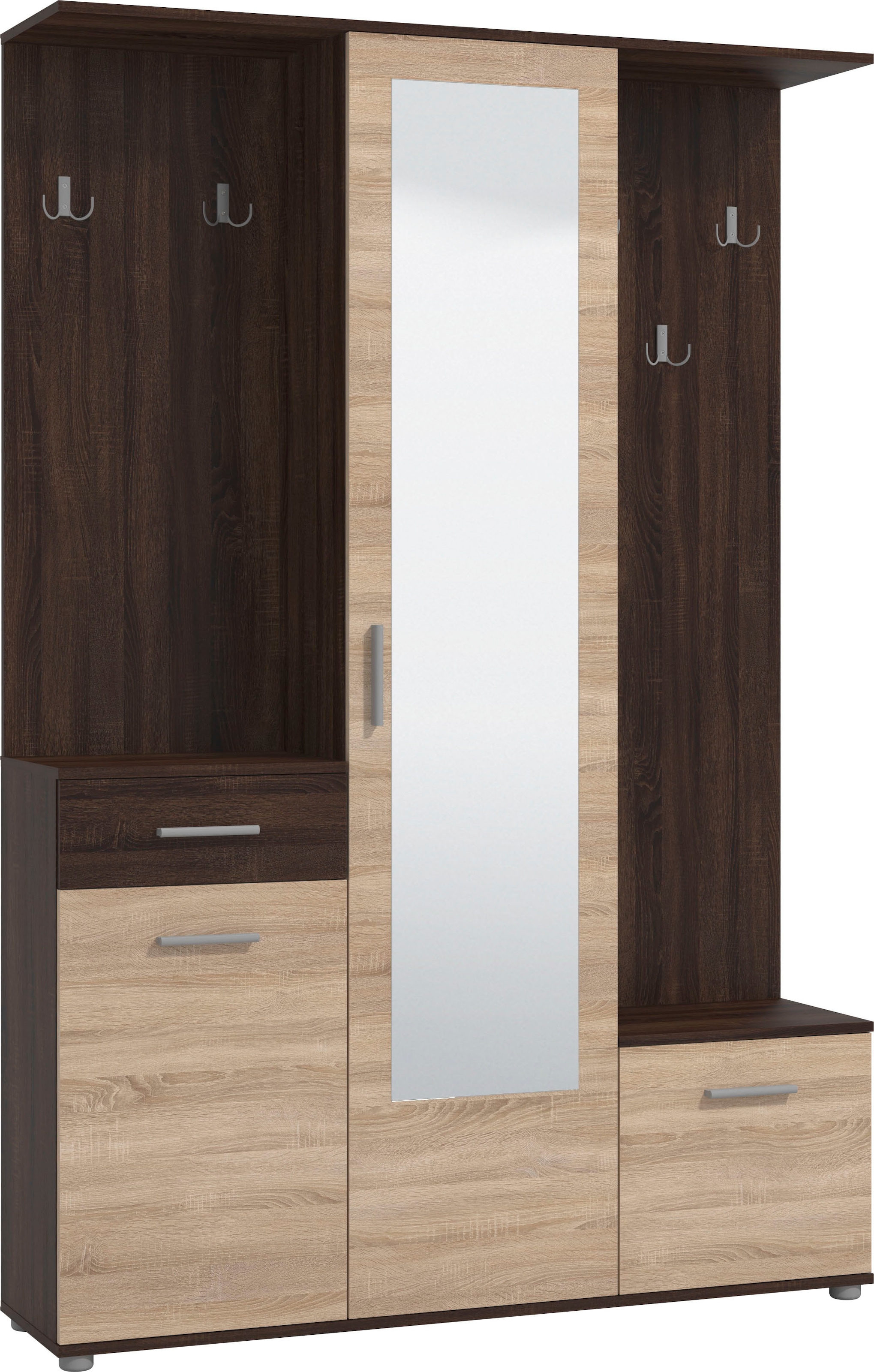 INOSIGN Kompaktgarderobe »Martin Flurgarderobe, Dielenschrank, Flurmöbel, Breite 134 cm«, Schuhschrank, mit Spiegel, in modernen Farben, mit 10 Haken