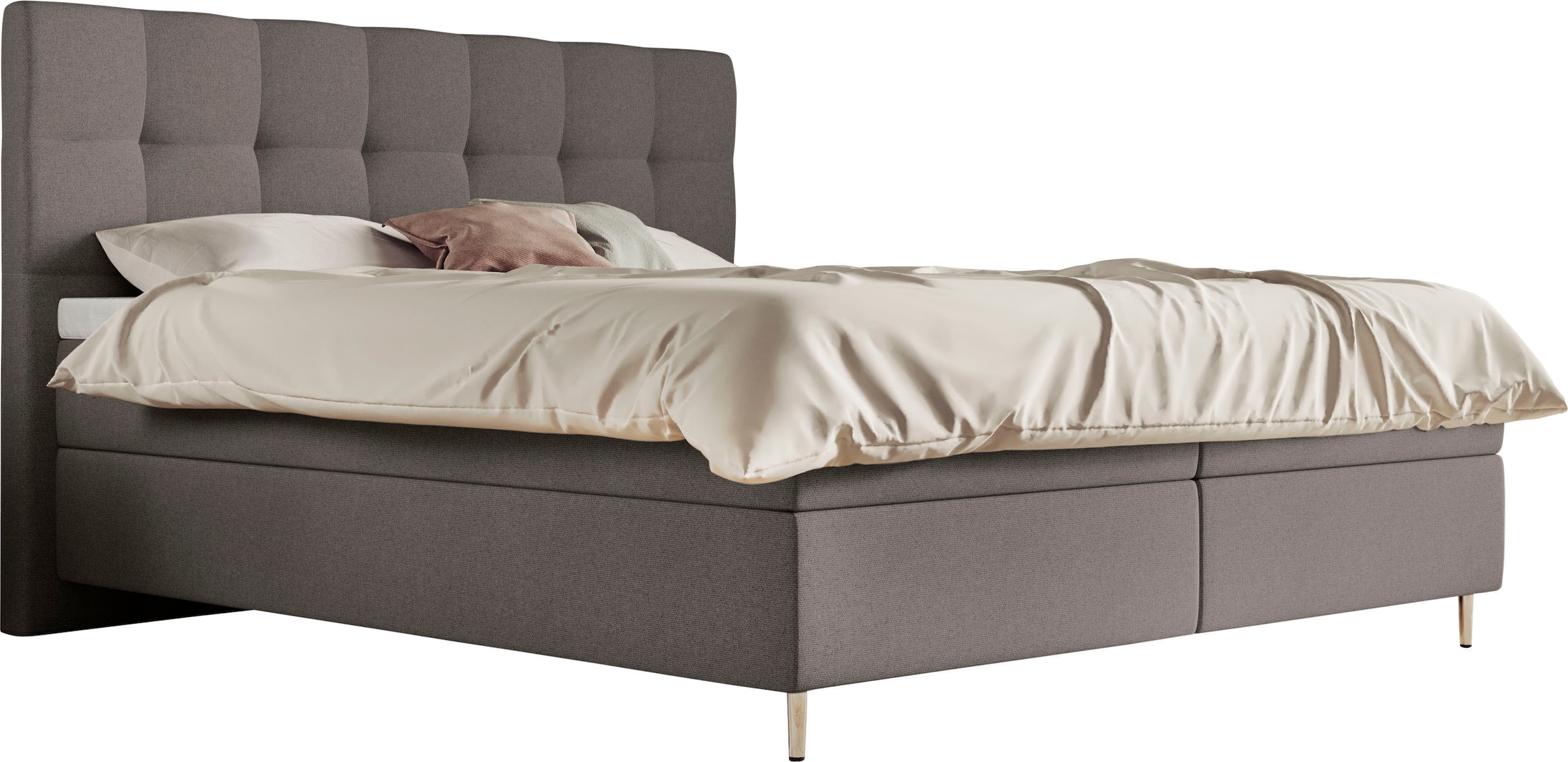 Boxspringbett »Aida«, inklusive GELTEX® Next Topper, Metallfuß chrome, niedriges Kopfteil