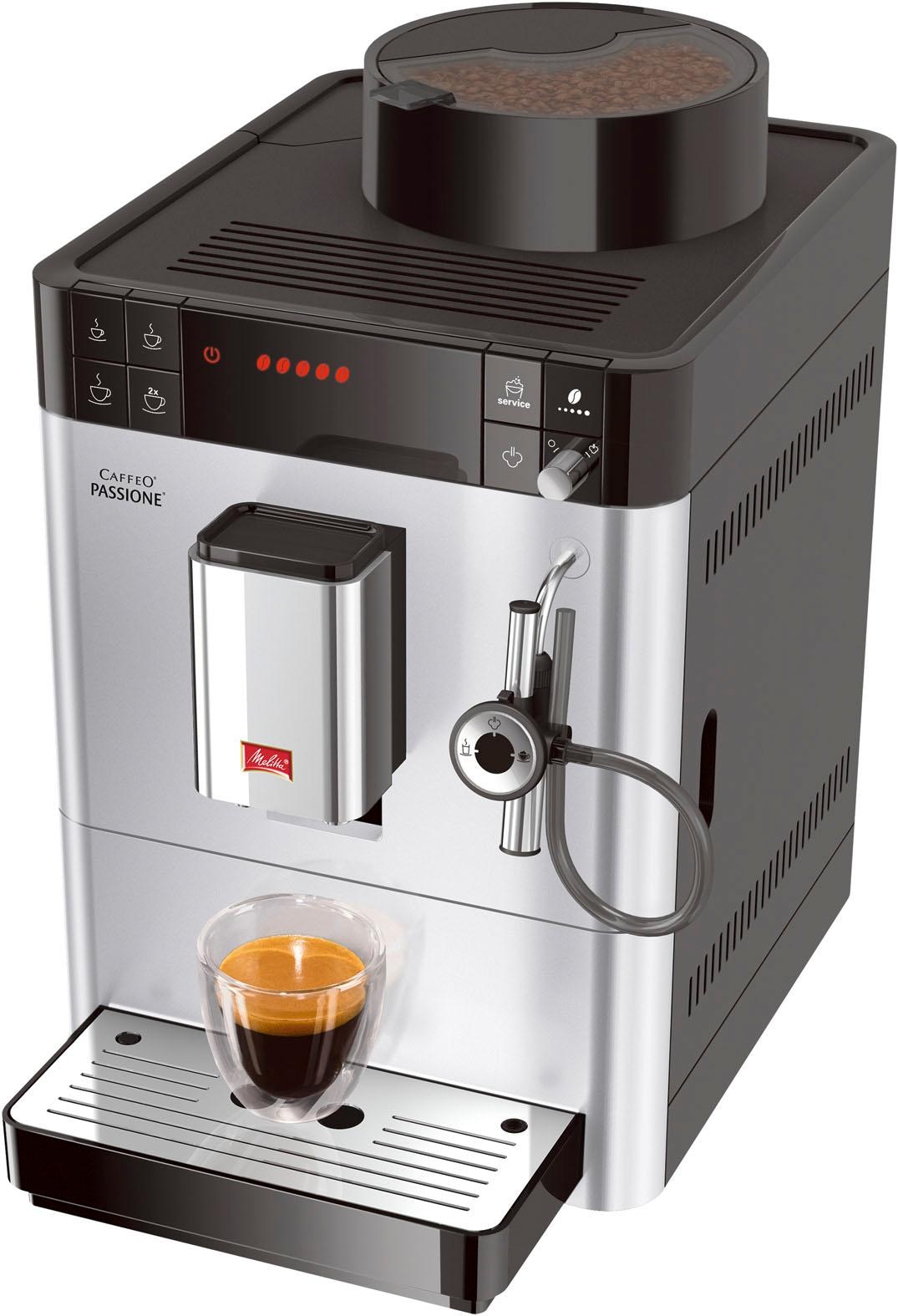 Melitta Kaffeevollautomat »Passione® frisch Service-Taste Touch jetzt für OTTO & F53/1-101, Online One Reinigung gemahlen, im silber«, Shop Tassengenau Entkalkung