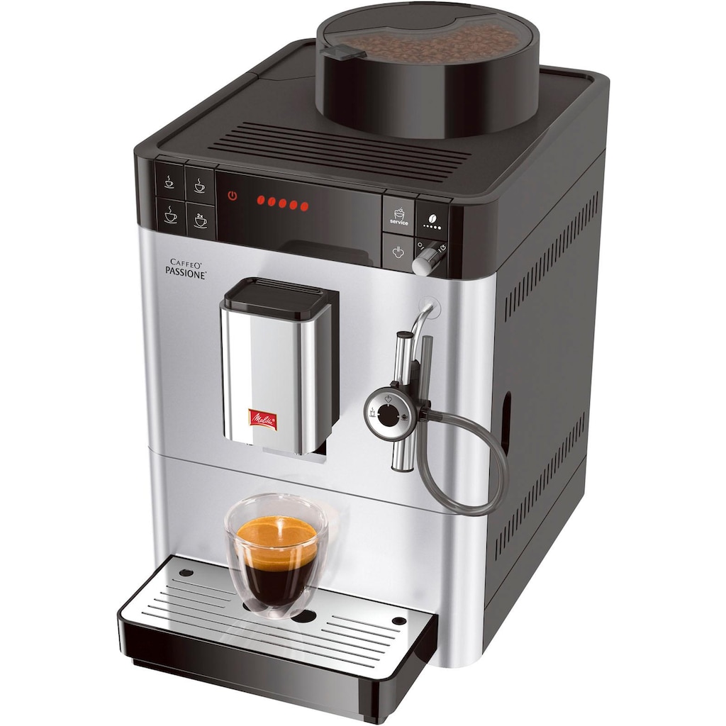 Melitta Kaffeevollautomat »Passione® One Touch F53/1-101, silber«, Tassengenau frisch gemahlen, Service-Taste für Entkalkung & Reinigung