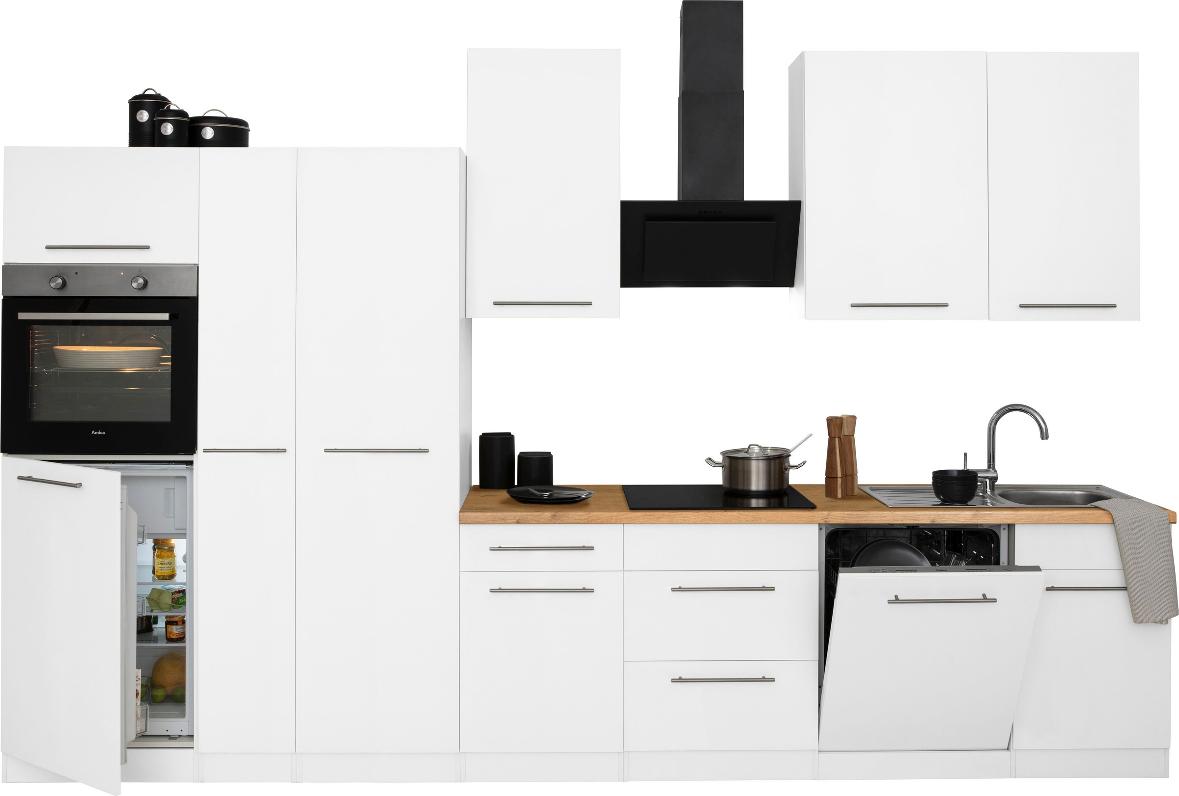 wiho Küchen Küchenzeile »Unna«, mit E-Geräten, Breite 360 cm