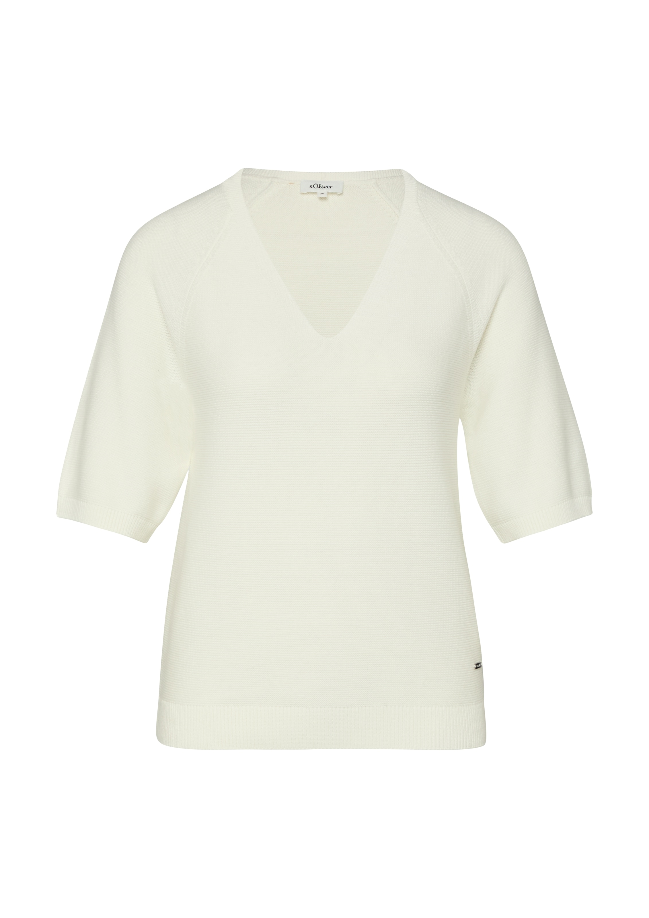 s.Oliver Strickpullover Kurzarm-Strickpullover mit V-Ausschnitt