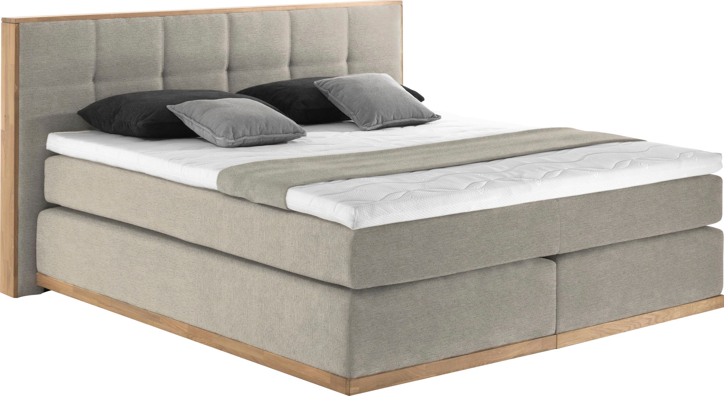 Places of Style Boxspringbett Vinton, aus massiver Eiche, verschiedene Härtegrade