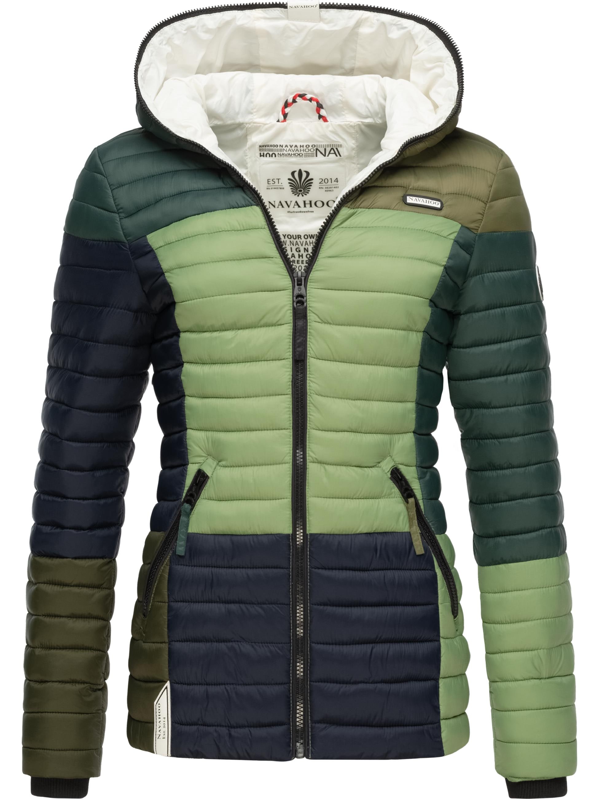 Navahoo Steppjacke »Steppjacke Multikulti«, mit Kapuze, stylische Colorblocking Übergangsjacke m. Kapuze