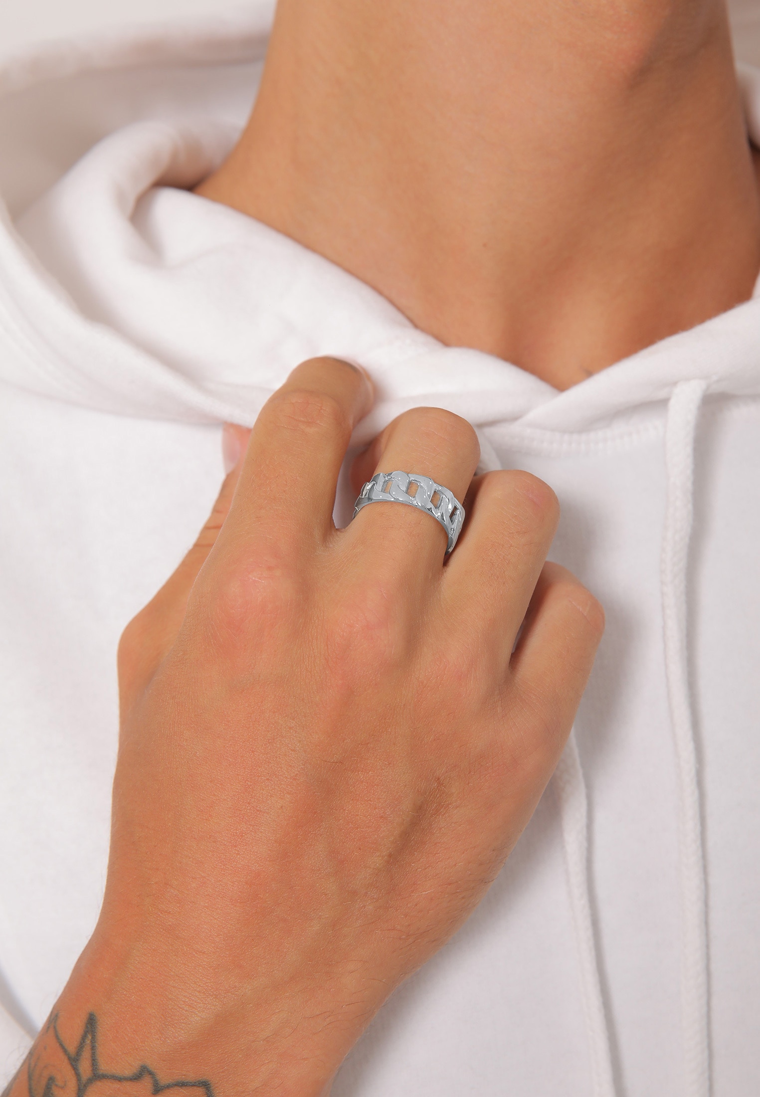 Kuzzoi Fingerring »Ring Herren Chunky Chain Look Kette Glieder 925 Silber«