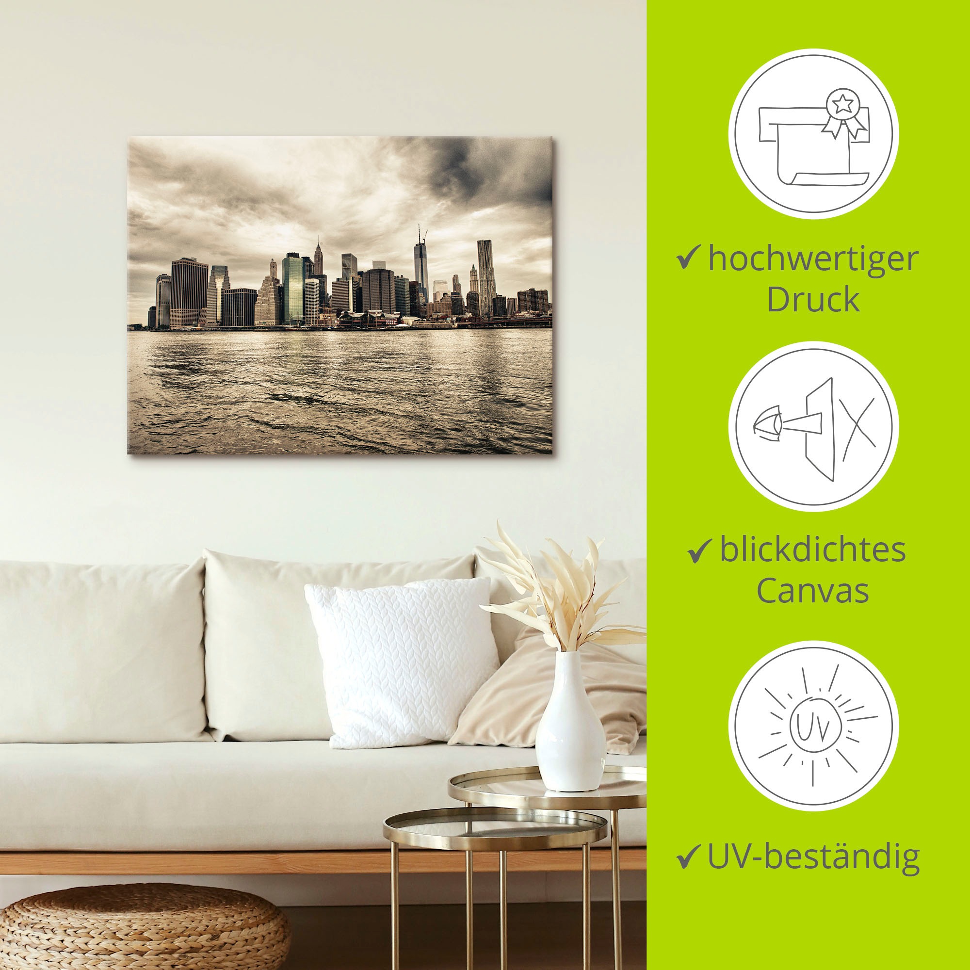 Artland Wandbild »Lower Manhattan Skyline«, Amerika, (1 St.), als Leinwandbild, Poster in verschied. Größen