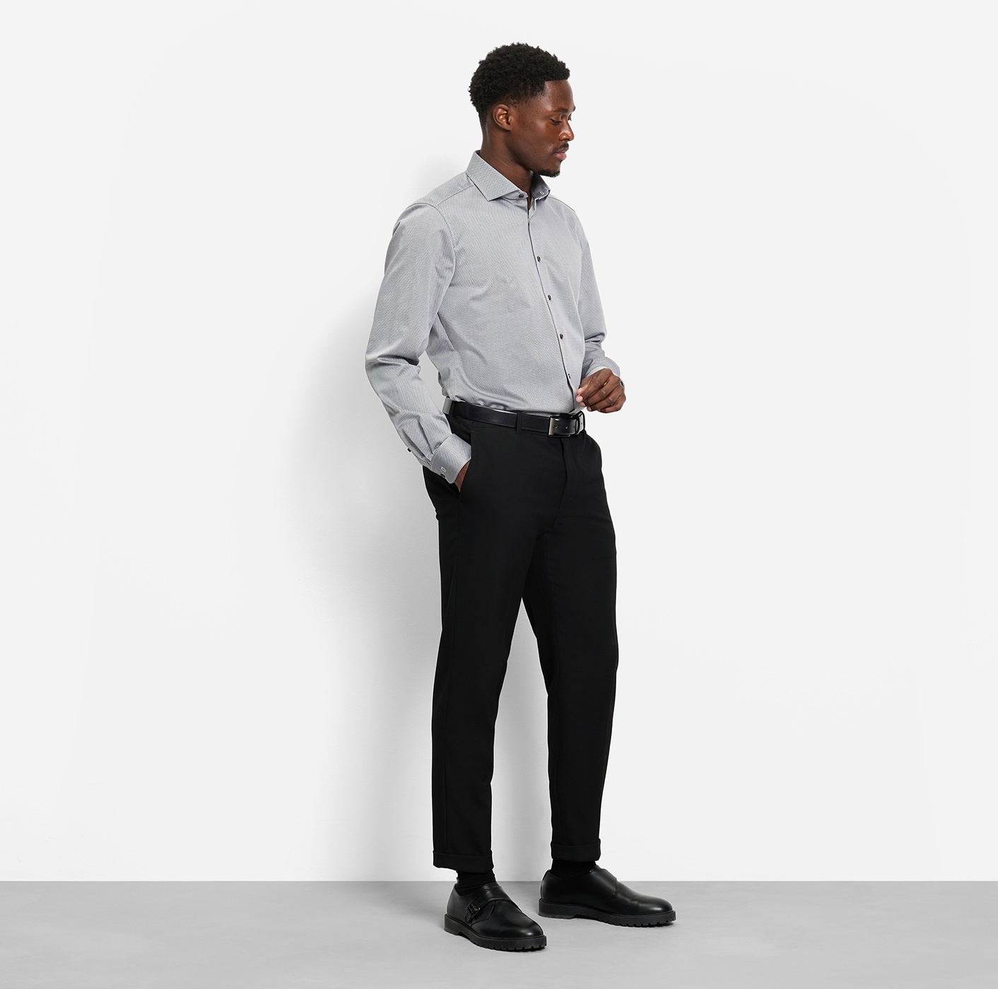 OLYMP Langarmhemd »Level Five« body fit, Businesshemd, Minimalprint, Royal-Kentkragen