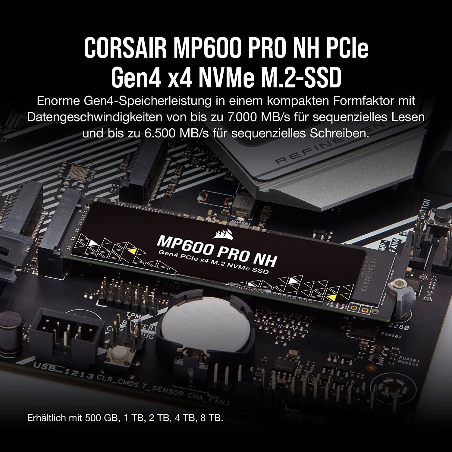 Corsair interne SSD »MP600 PRO NH Gen4 PCIe x4 NVMe M.2 SSD«, Anschluss M.2 PCIe 4.0