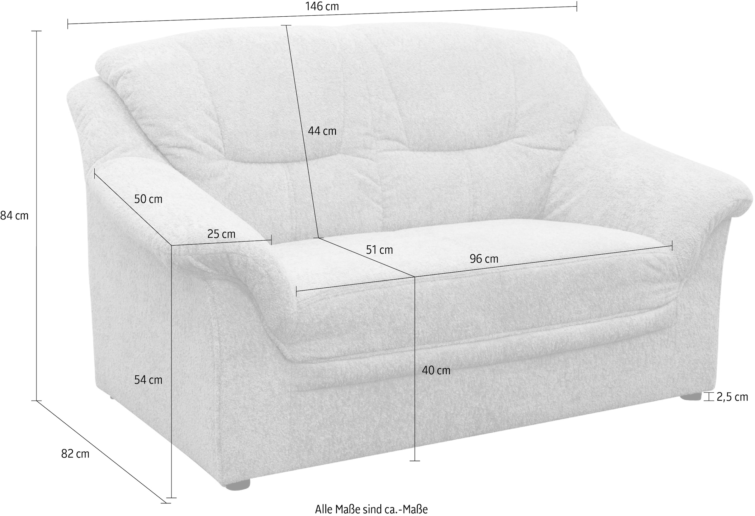 OTTO home 2-Sitzer »Nyborg 146 cm breit, pflegeleicht, formschön, stabil« aus pflegeleichtem, weichem Luxus-Microfaser