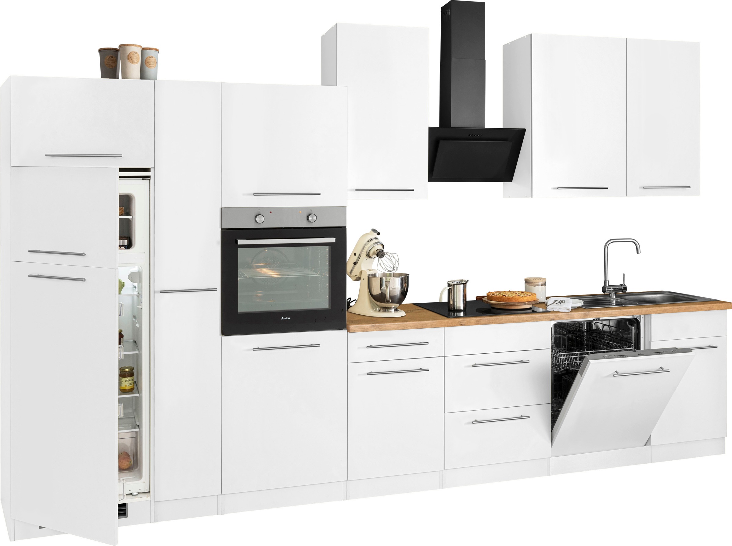 wiho Küchen Küchenzeile »Unna«, mit E-Geräten, Breite 370 cm