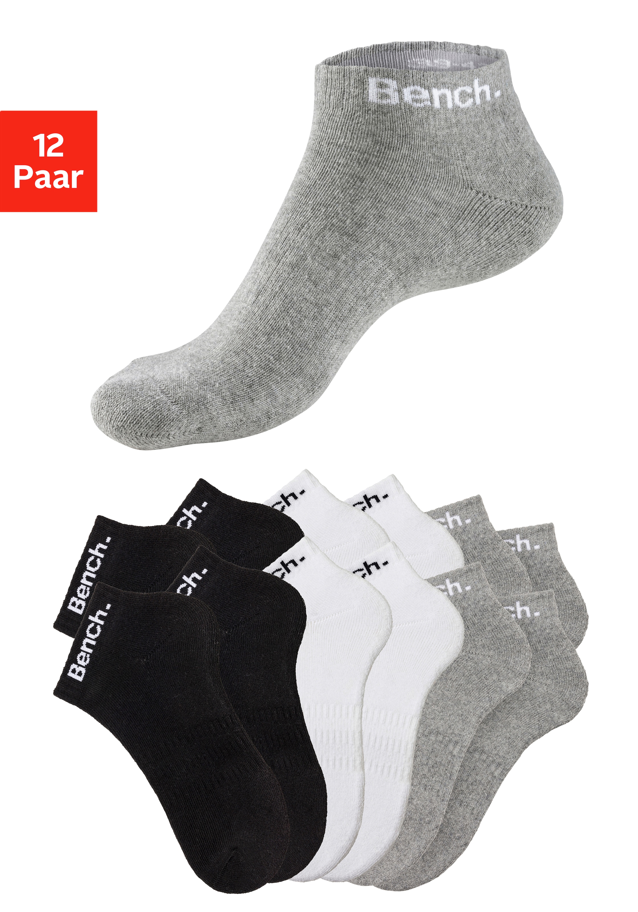 Sportsocken, (Packung, 12 Paar), Tennis Kurzsocken mit Halbfußfrottee